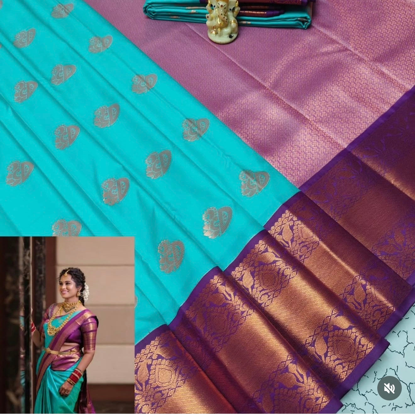 RAMYA PANDIYAN INSPIRED KANCHI SILK SAREE - SEAFOAM