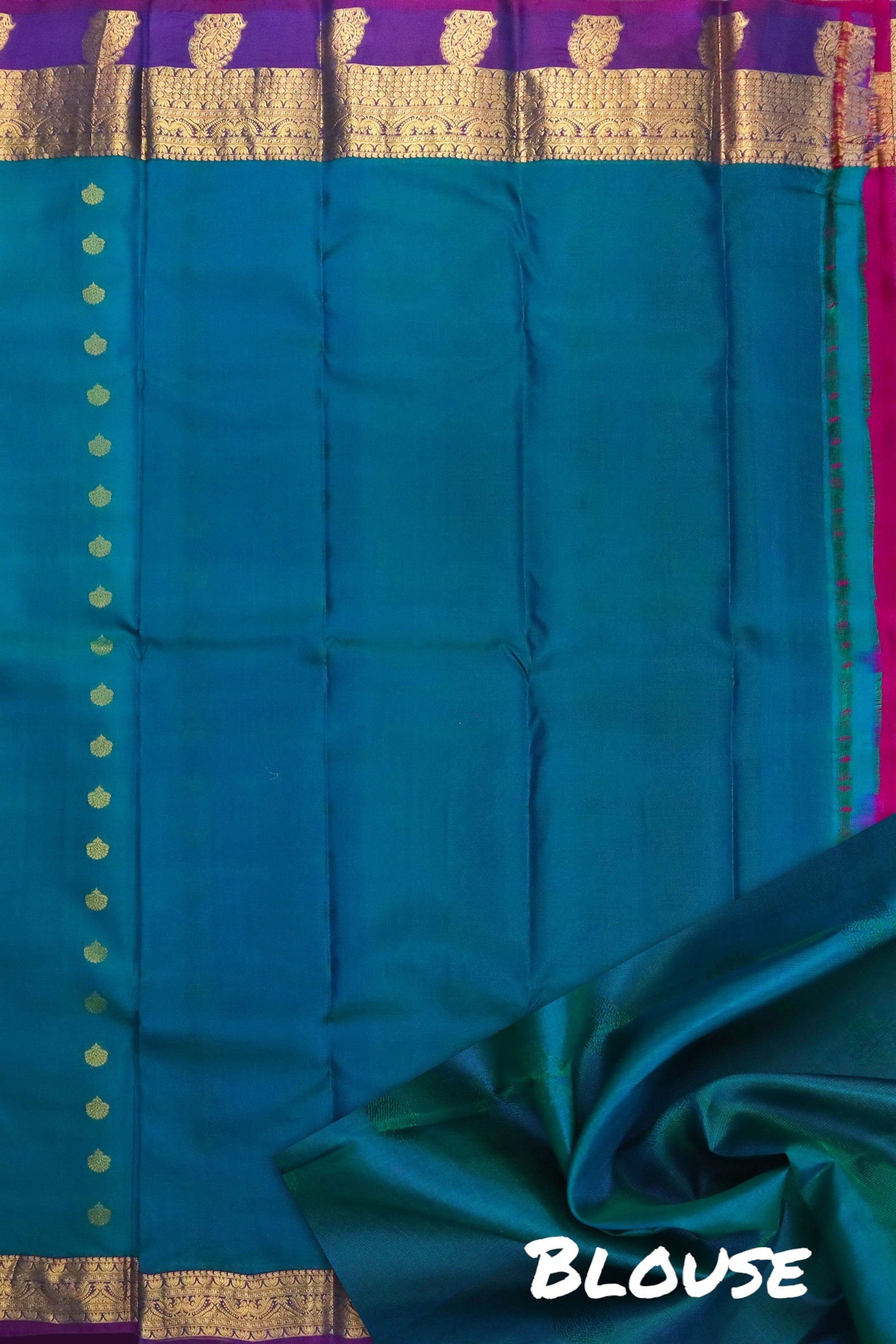 SHARK TEAL KANCHIPURAM PURE SILK SAREE | SILKMARK® CERTIFIED