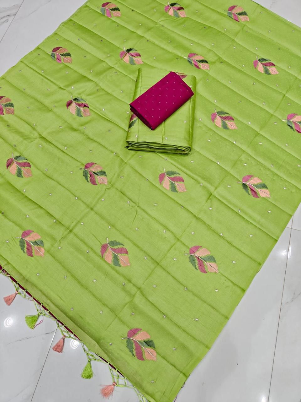 PREMIUM BUTTER SILK SAREE - TEA GREEN