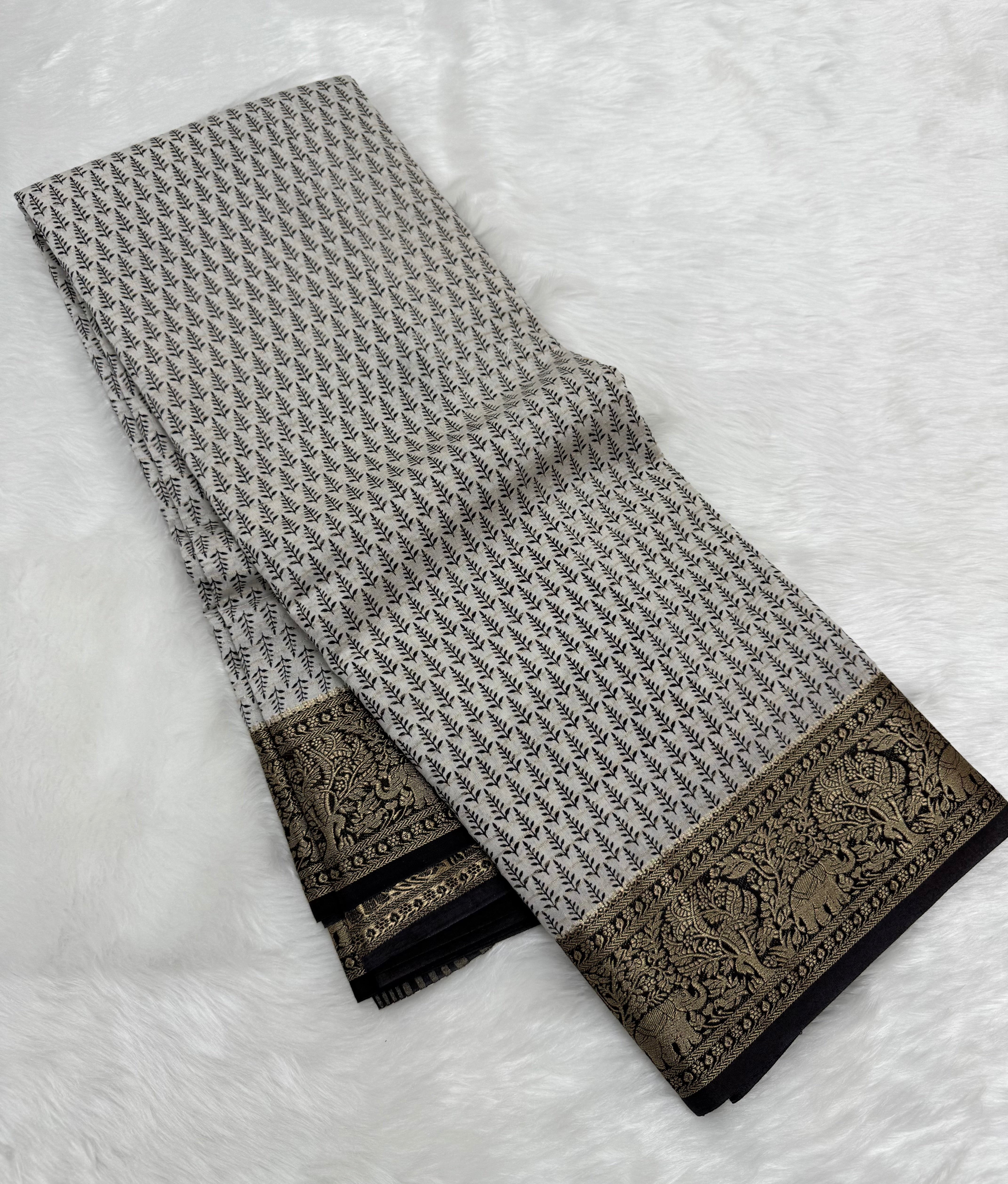 BEAUTIFUL FANCY COTTON SAREE - OFFWHITE