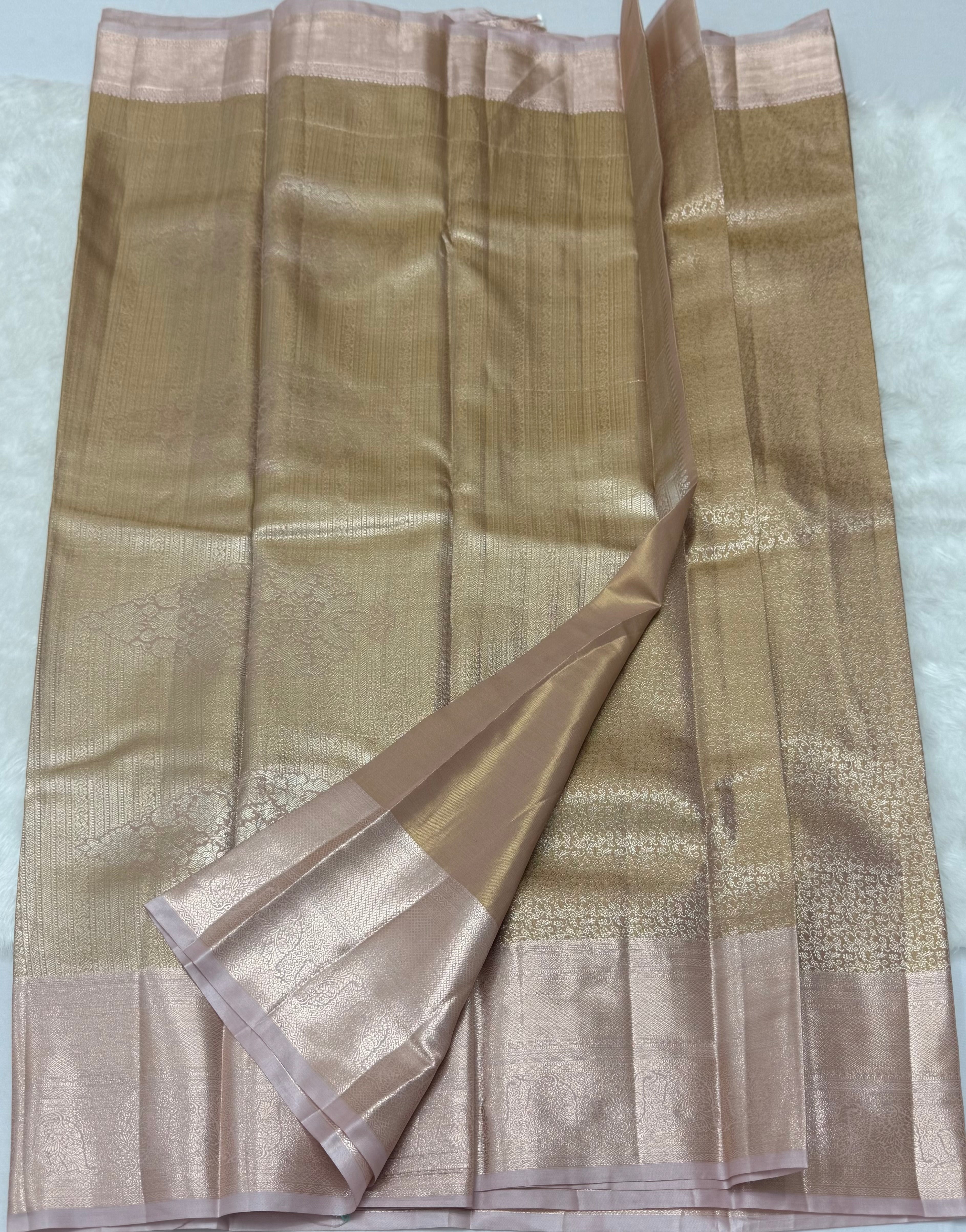 PREMIUM SEMI KANCHI TISSUE SILK SAREE - CHAMPAGNE PEACH