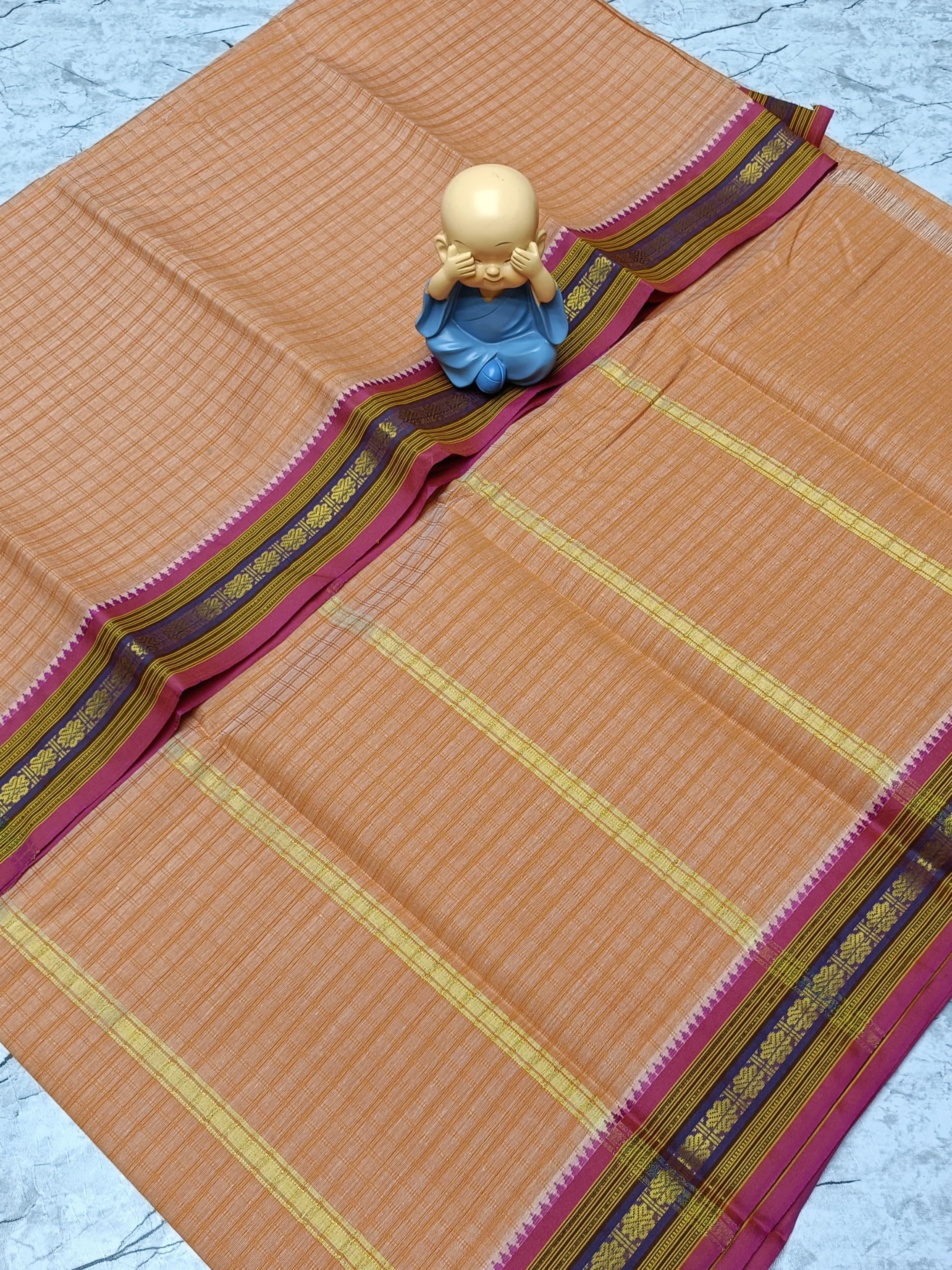 CHETTINAD COTTON SAREE - PEACH