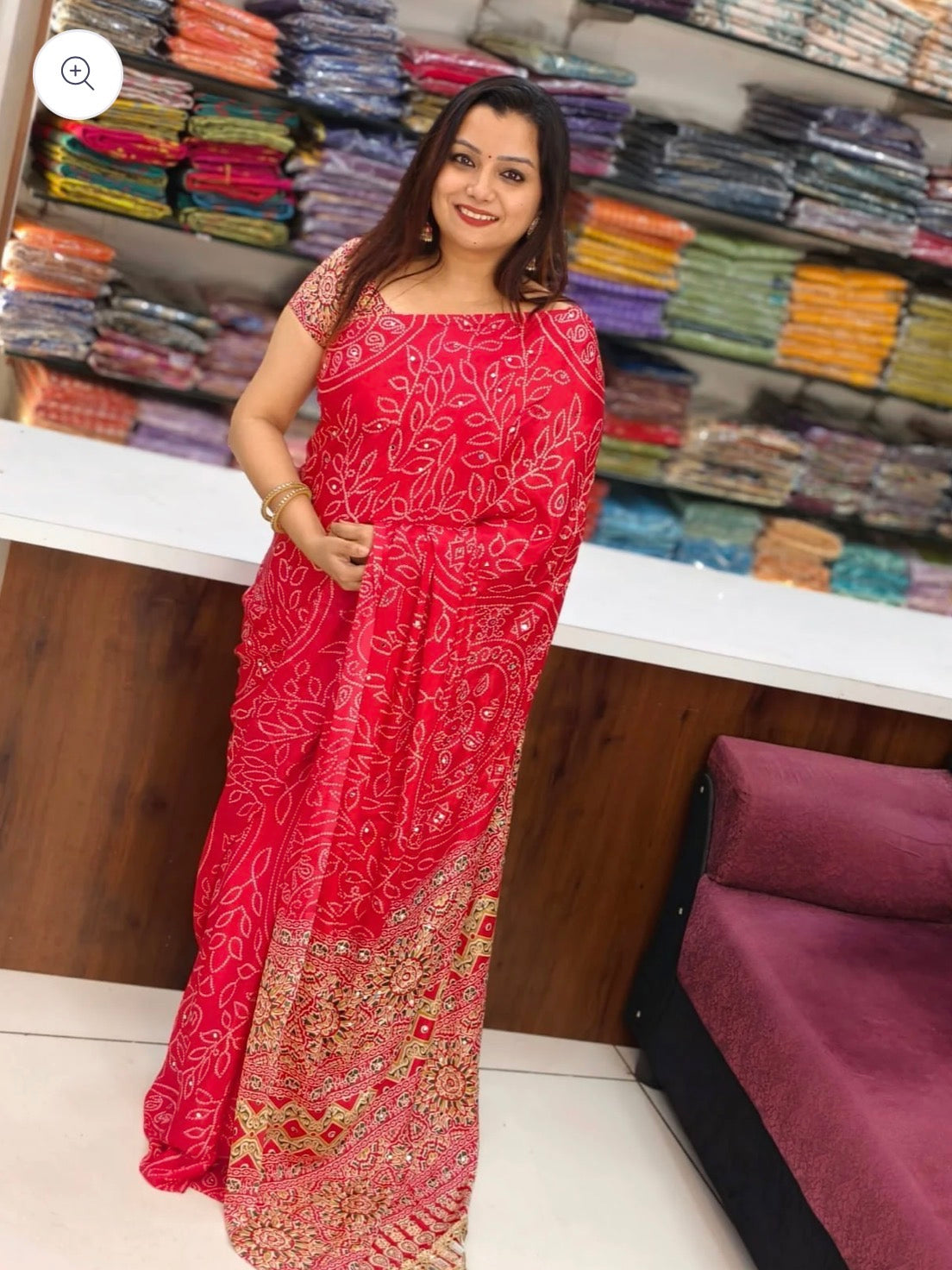 SOFT SEMI CREPE SILK SAREE WITH MIRROR WORK -