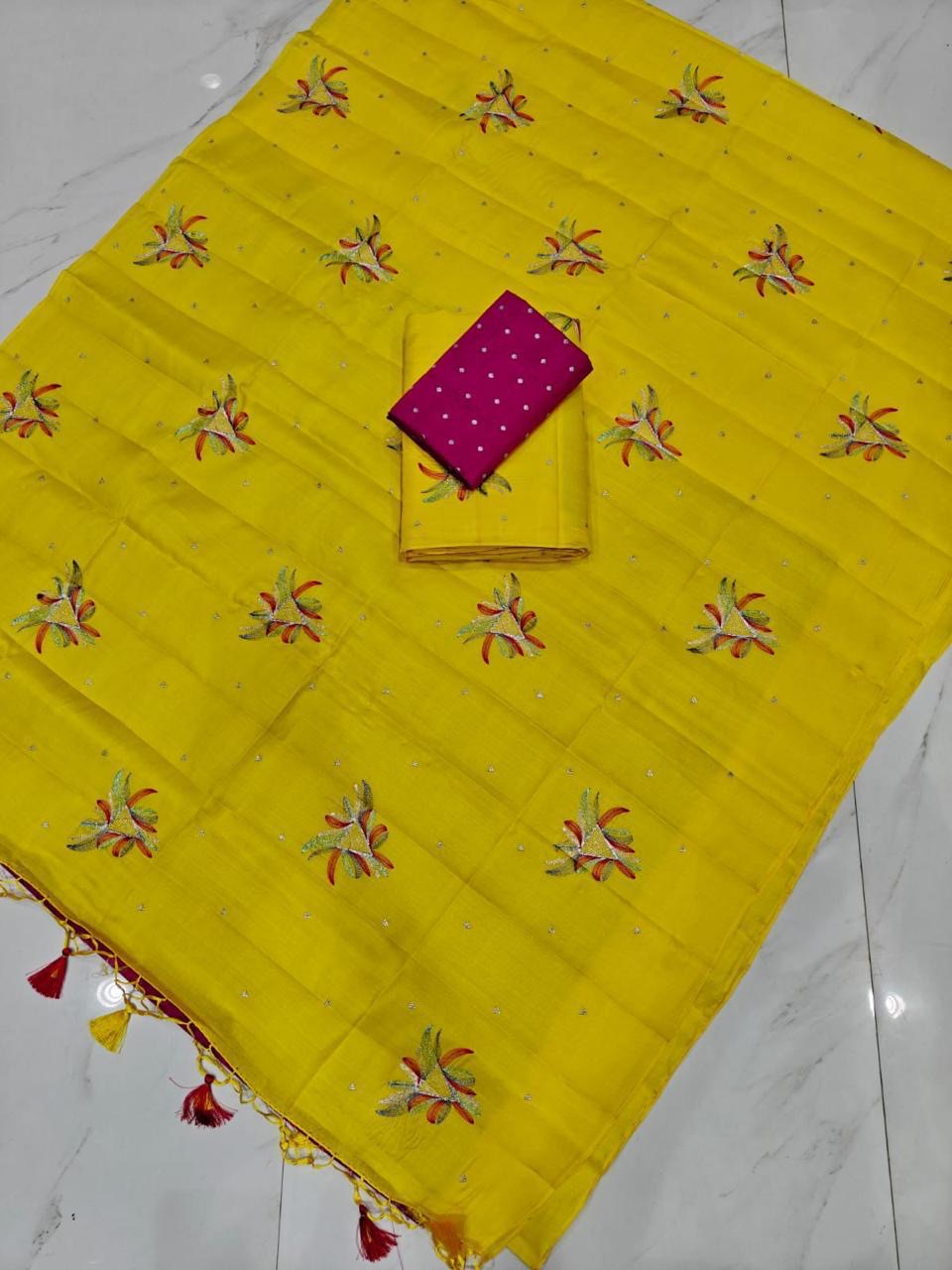 PREMIUM BUTTER SILK SAREE - BUMBLEBEE