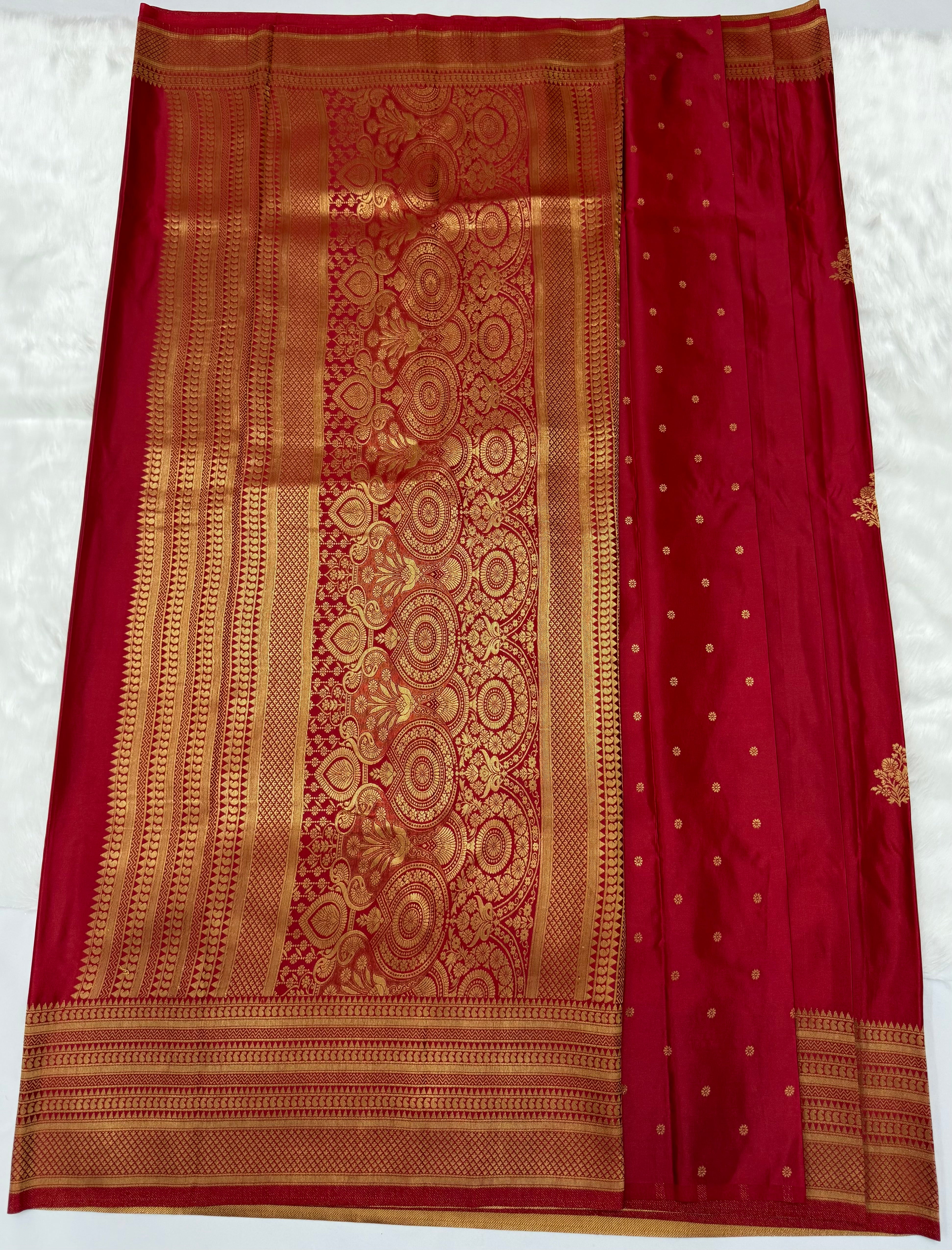 BEAUTIFUL PREMIUM SATIN SAREE - DARK RED