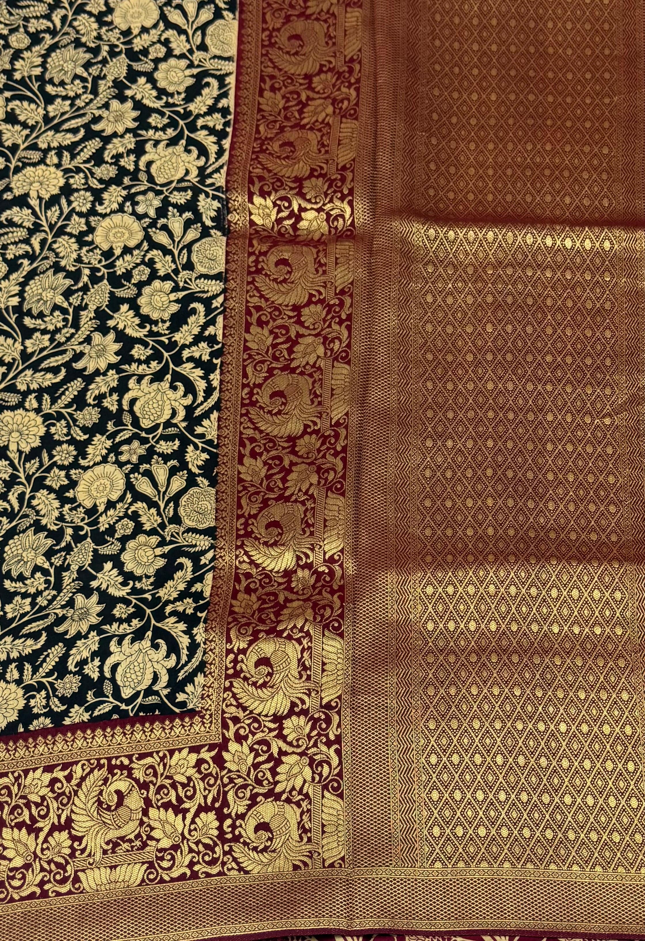 PREMIUM KALAMKARI PATTERN VISCOSE SILK SAREE - BLACK