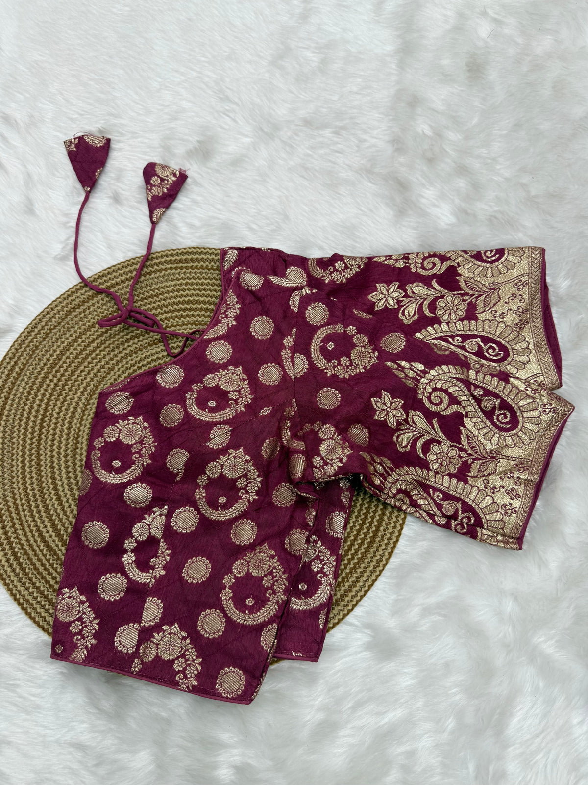 DESIGNER BROCADE WORK READYMADE BLOUSE - DUSTY PINK