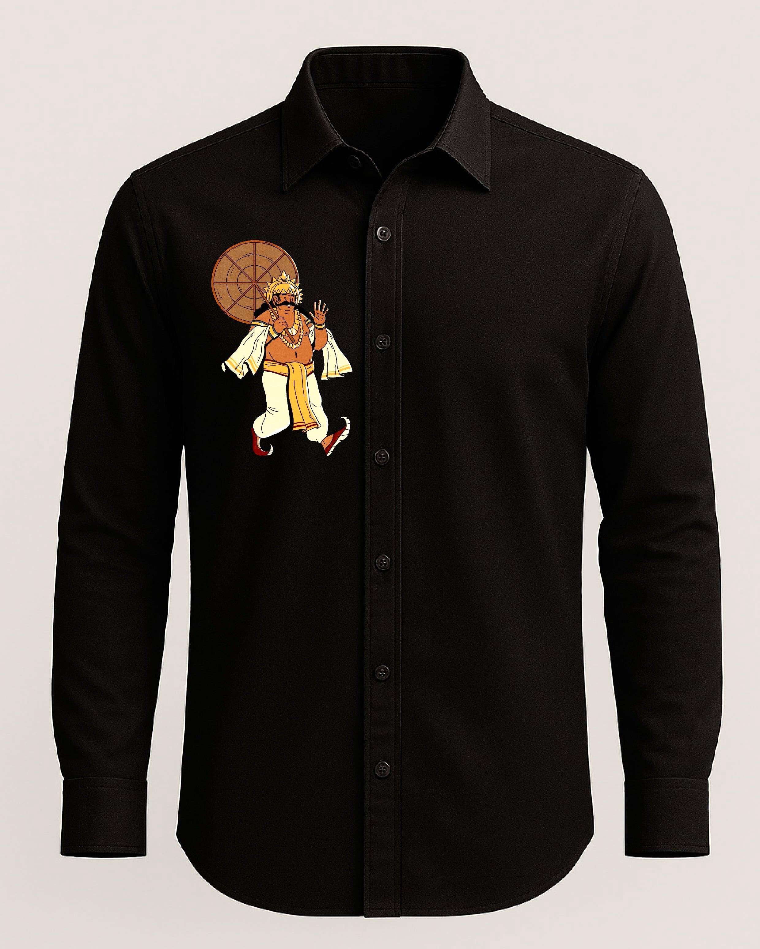 ONAM EDIT MEN'S PRINTED FULL SLEEVE SHIRT - BLACK