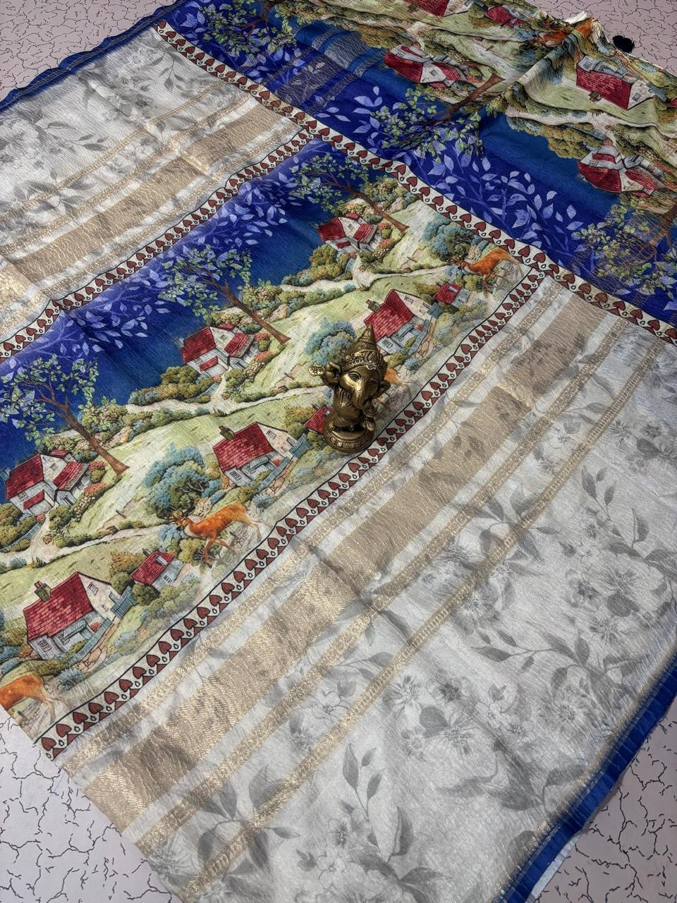 FANCY CRUSH SILK SAREE - MULTICOLOUR