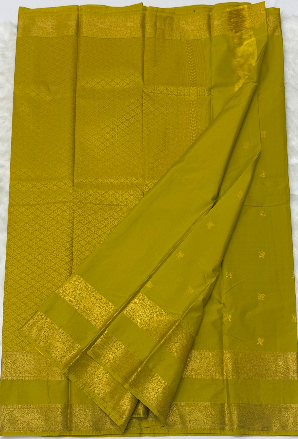 PREMIUM SEMI KANCHI SILK SAREE - MUSTARD YELLOW