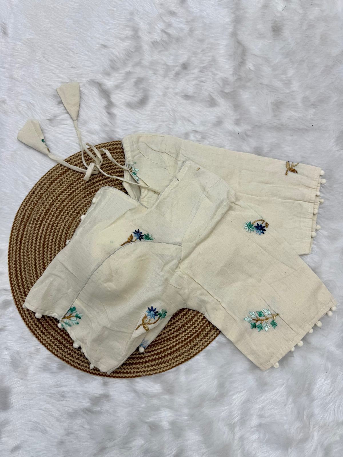 DESIGNER EMBRO-SEQUIN WORK BLOUSE - OFF WHITE