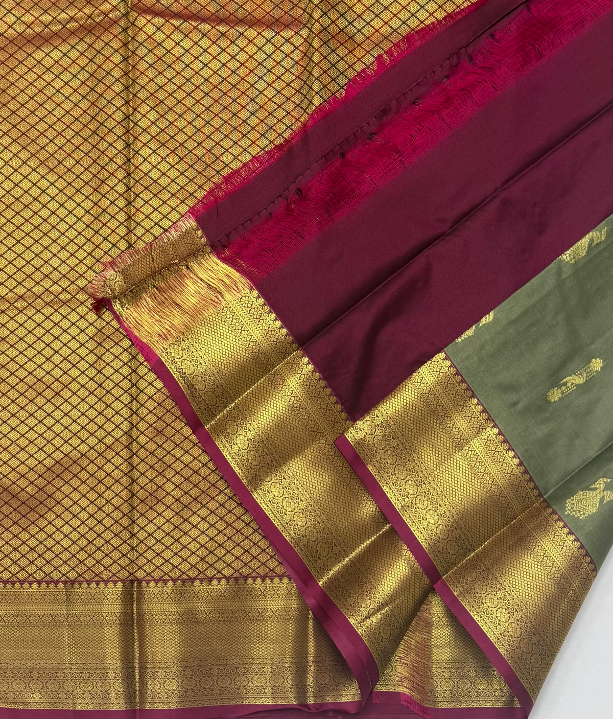 PREMIUM SEMI KANCHI SILK SAREE - SAGE GREEN