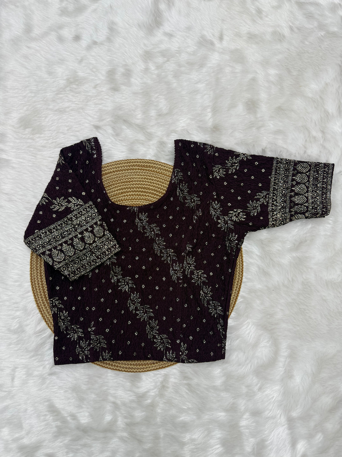 FLORAL PRINTED STRETCHABLE BLOUSE - WINE