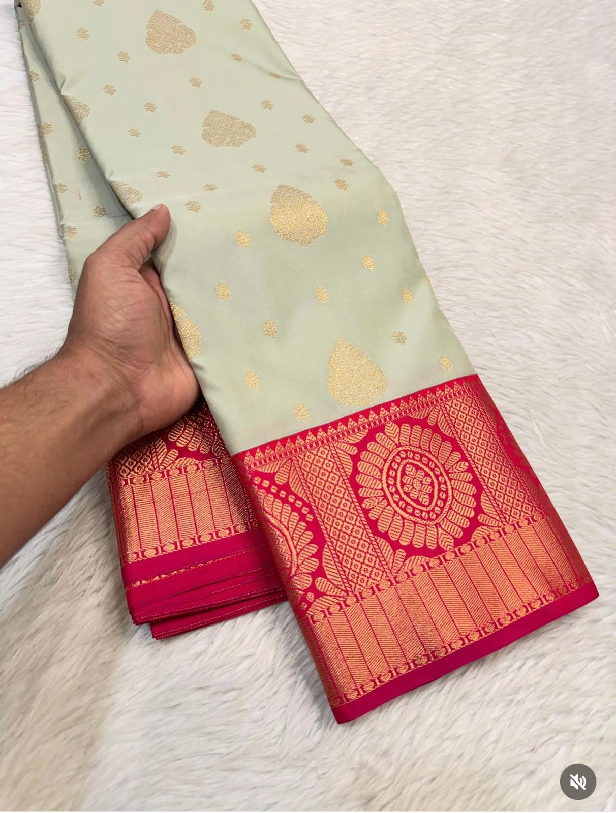 PREMIUM SEMI KANCHI SILK SAREE - CREAM GREY