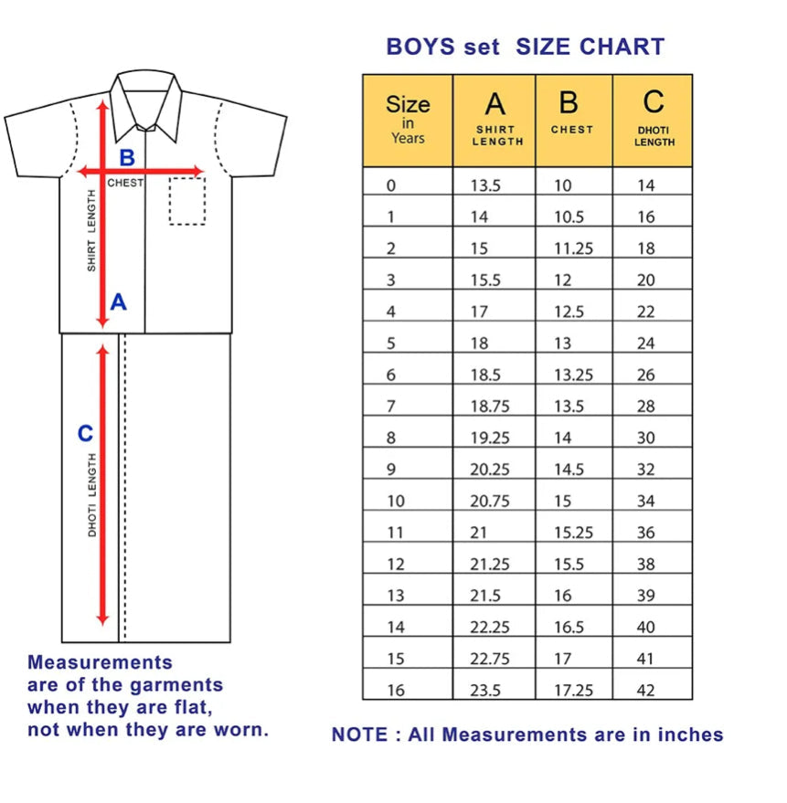 KIDS BOYS VELCRO DHOTI & SHIRT COMBO SET - BLUE