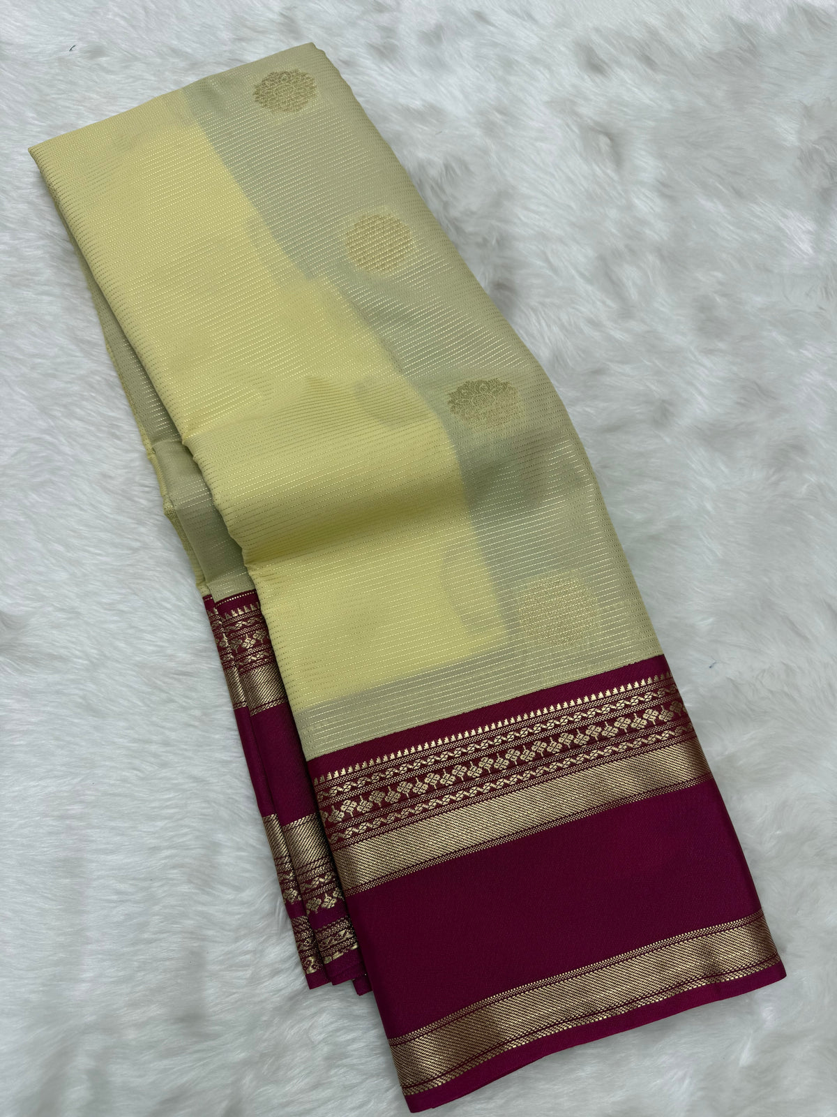 PREMIUM SEMI KANCHI SILK SAREE - CREAM