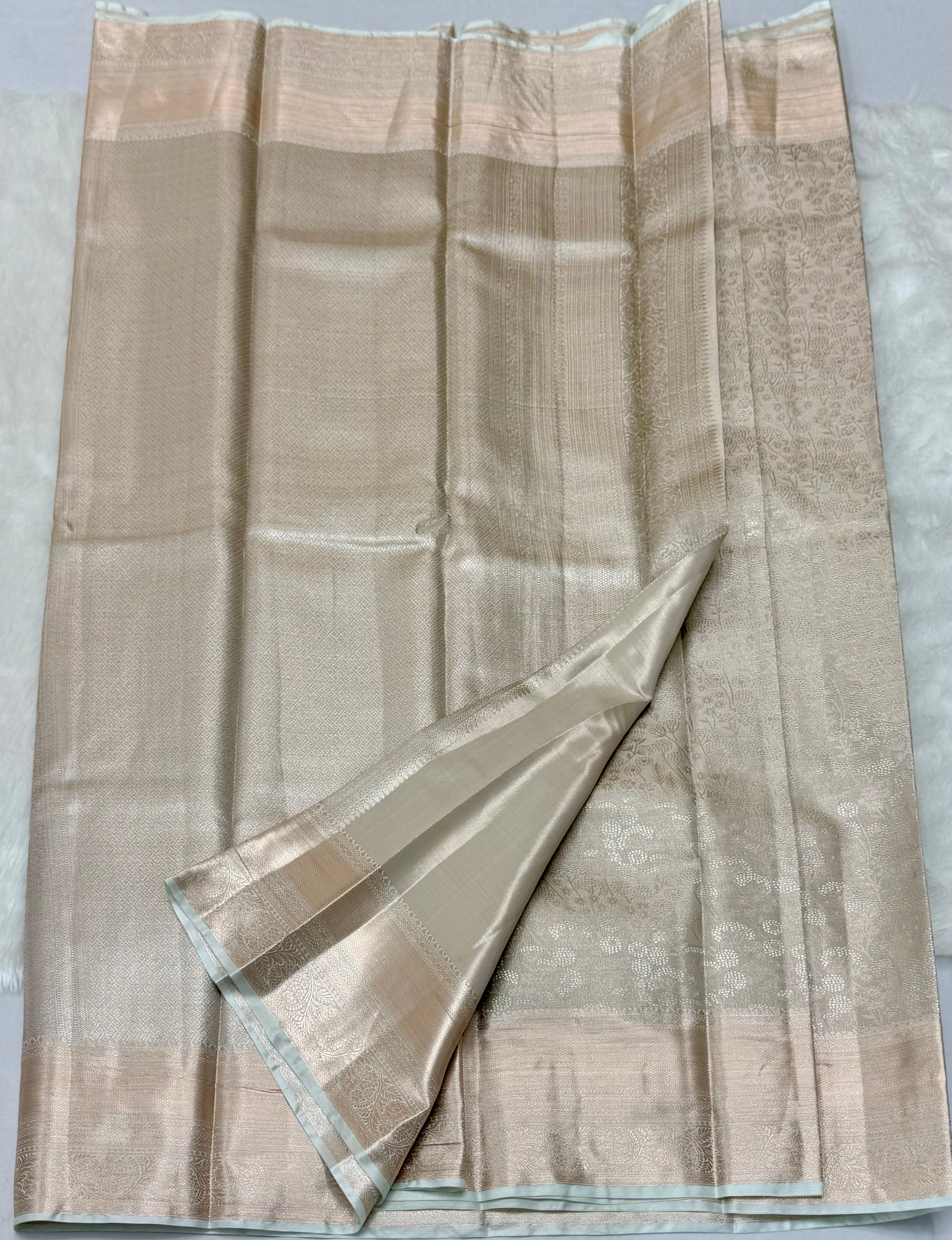 PREMIUM SEMI KANCHI TISSUE SILK SAREE - CREAM