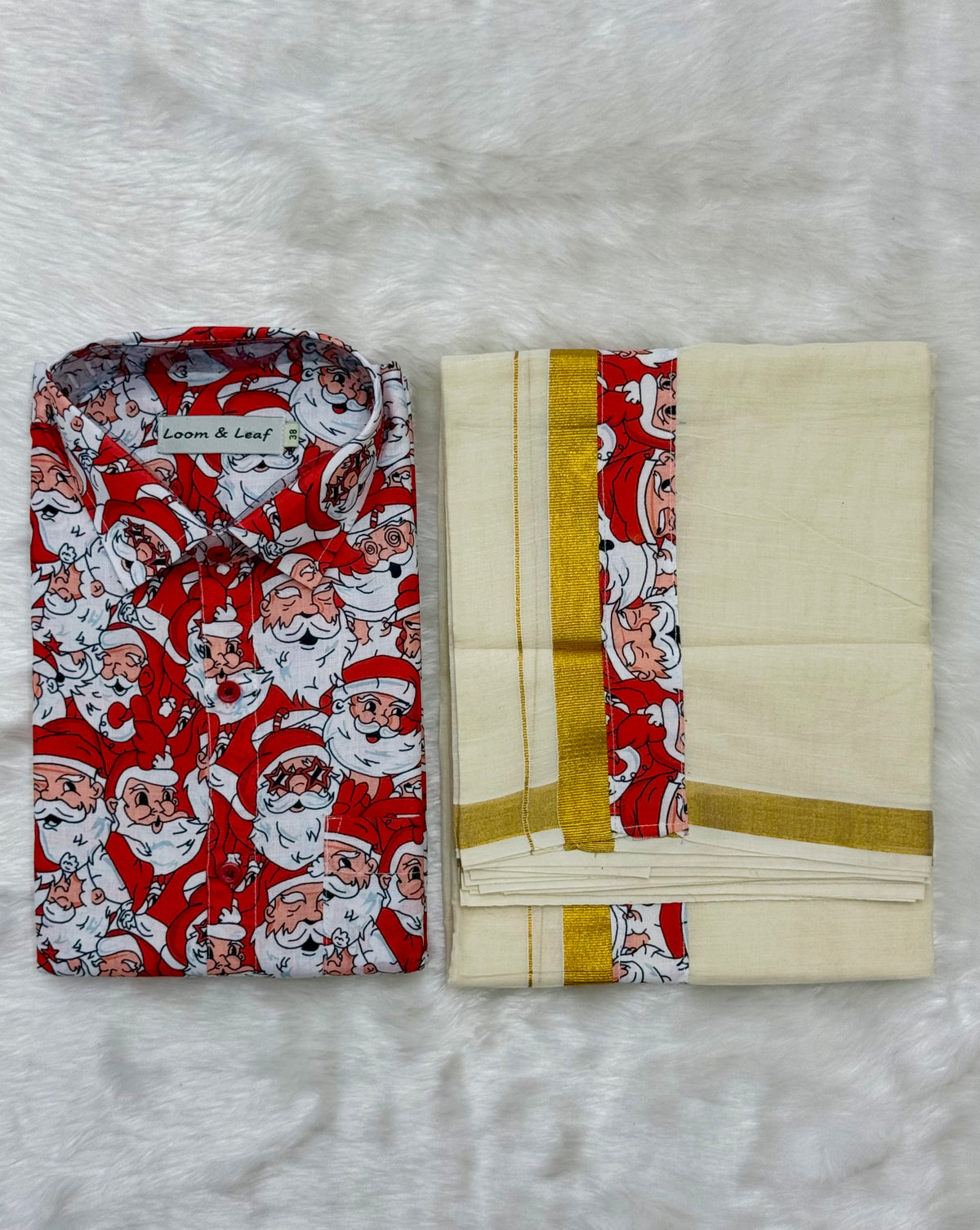 PREMIUM SANTA PRINTED SHIRT & MUNDU COMBO - MULTICOLOUR