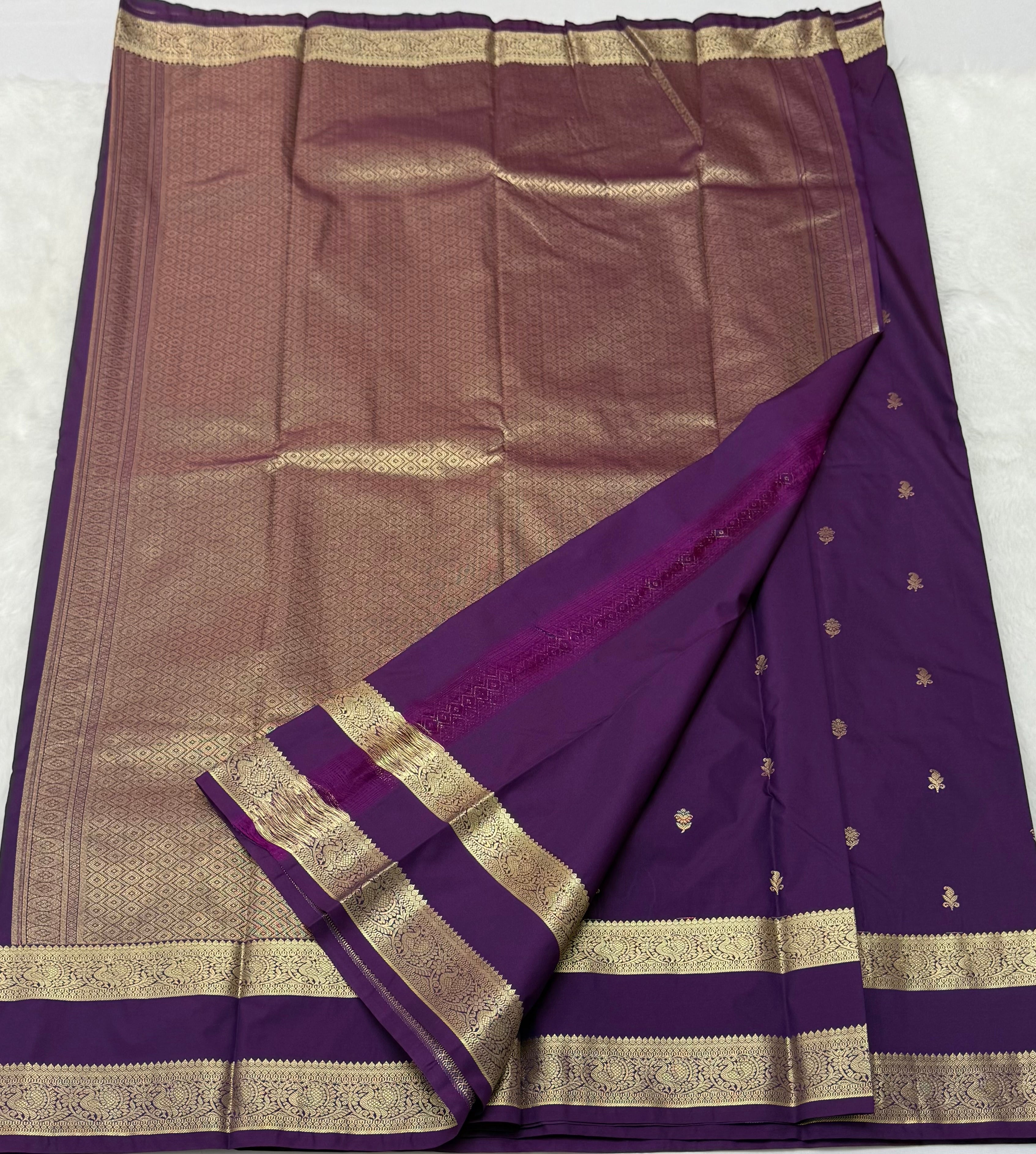 PREMIUM SEMI KANCHI SILK SAREE - PLUM PURPLE