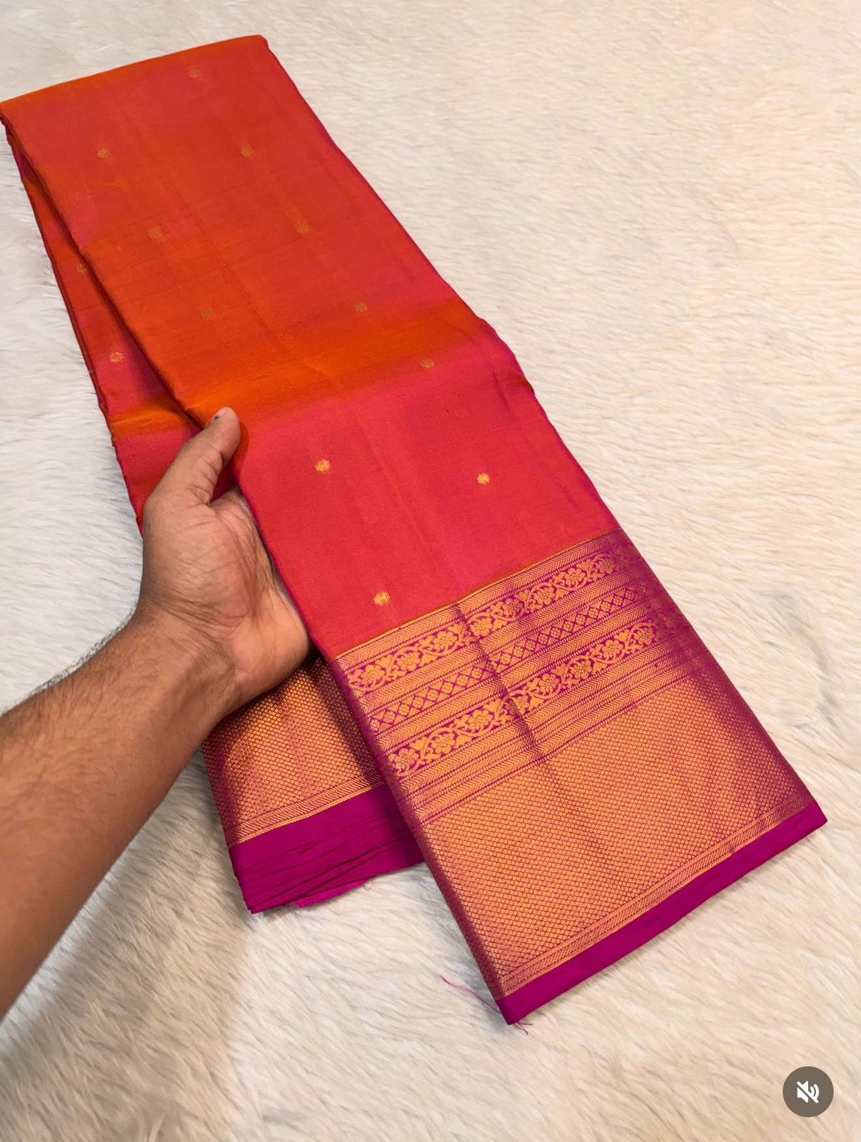 KANCHIPURAM PURE SILK SAREE | SILKMARK® CERTIFIED - ORANGE & PINK
