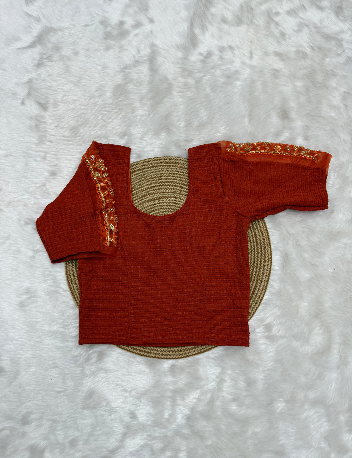 DESIGNER STRETCHABLE BLOUSE - BURNT ORANGE