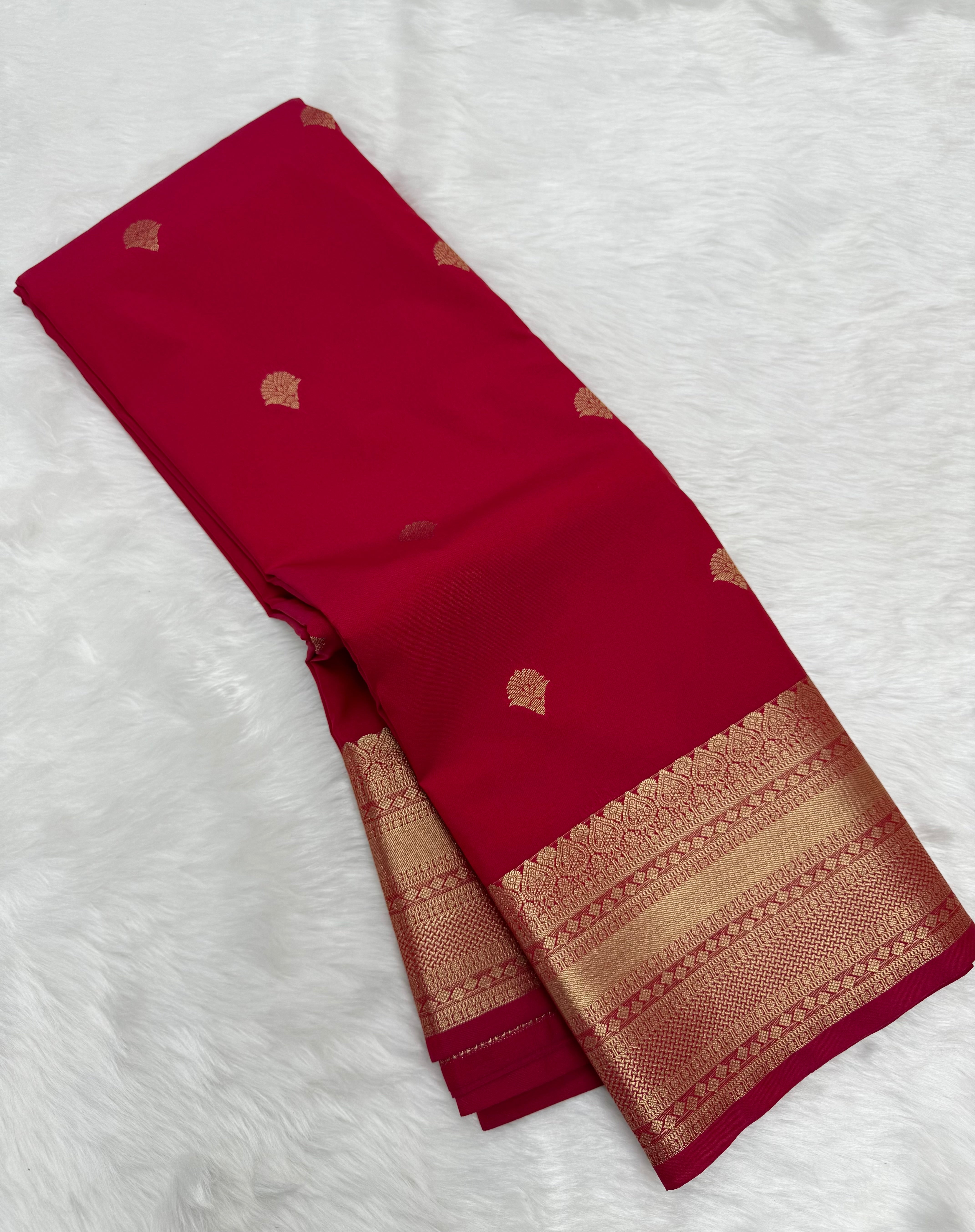 PREMIUM SEMI KANCHI SILK SAREE - AJAX RED