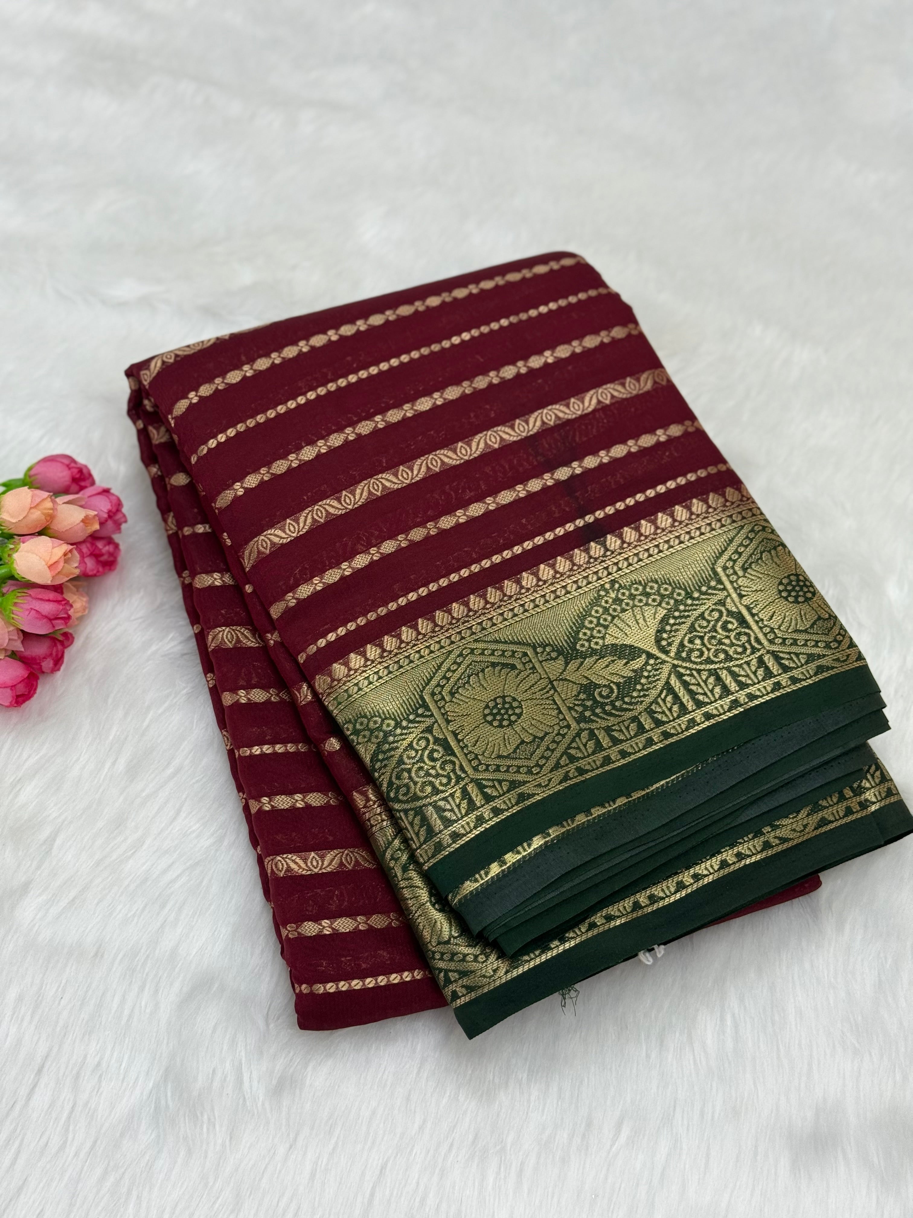 PREMIUM SEMI MYSORE SILK SAREE - MAROON