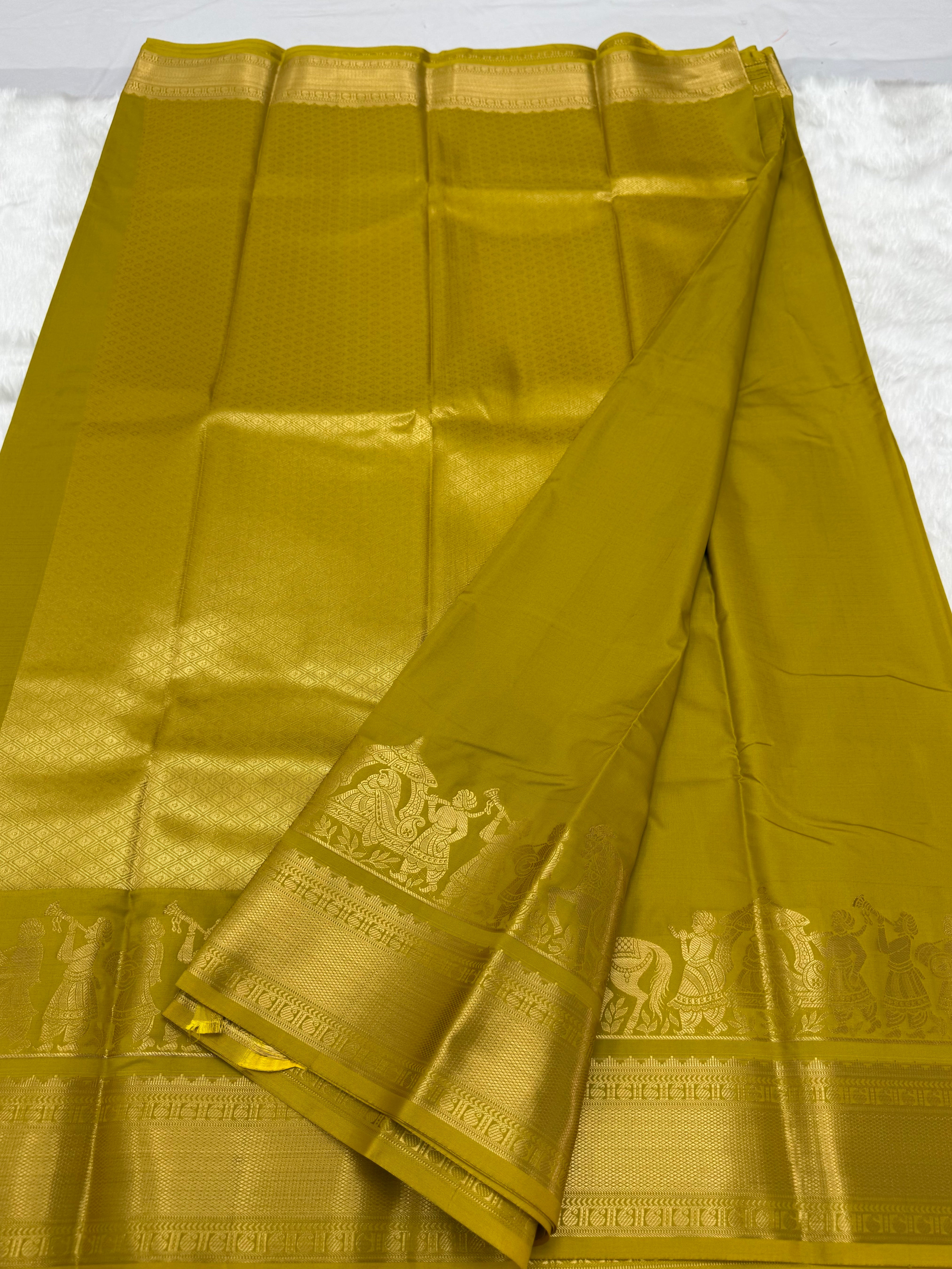 TRENDING PALLAKU DESIGN SOFT SILK SAREE - GREENISH YELLOW