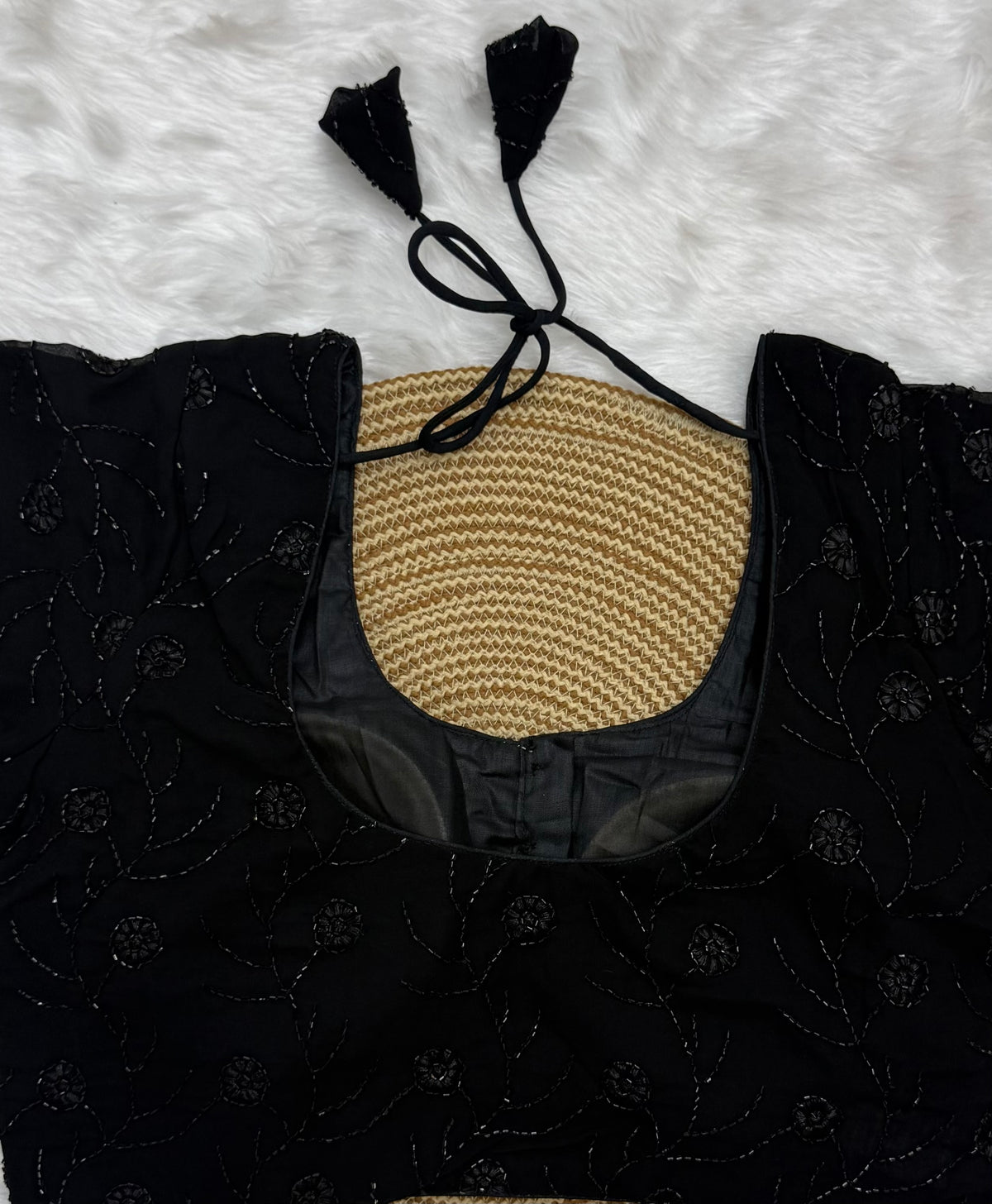 DESIGNER SEQUIN WORK BLOUSE - BLACK