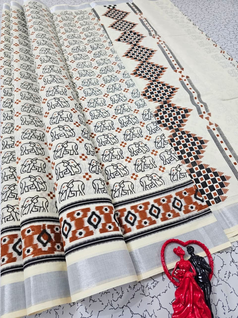 PRINTED WORK KERALA COTTON SAREES
