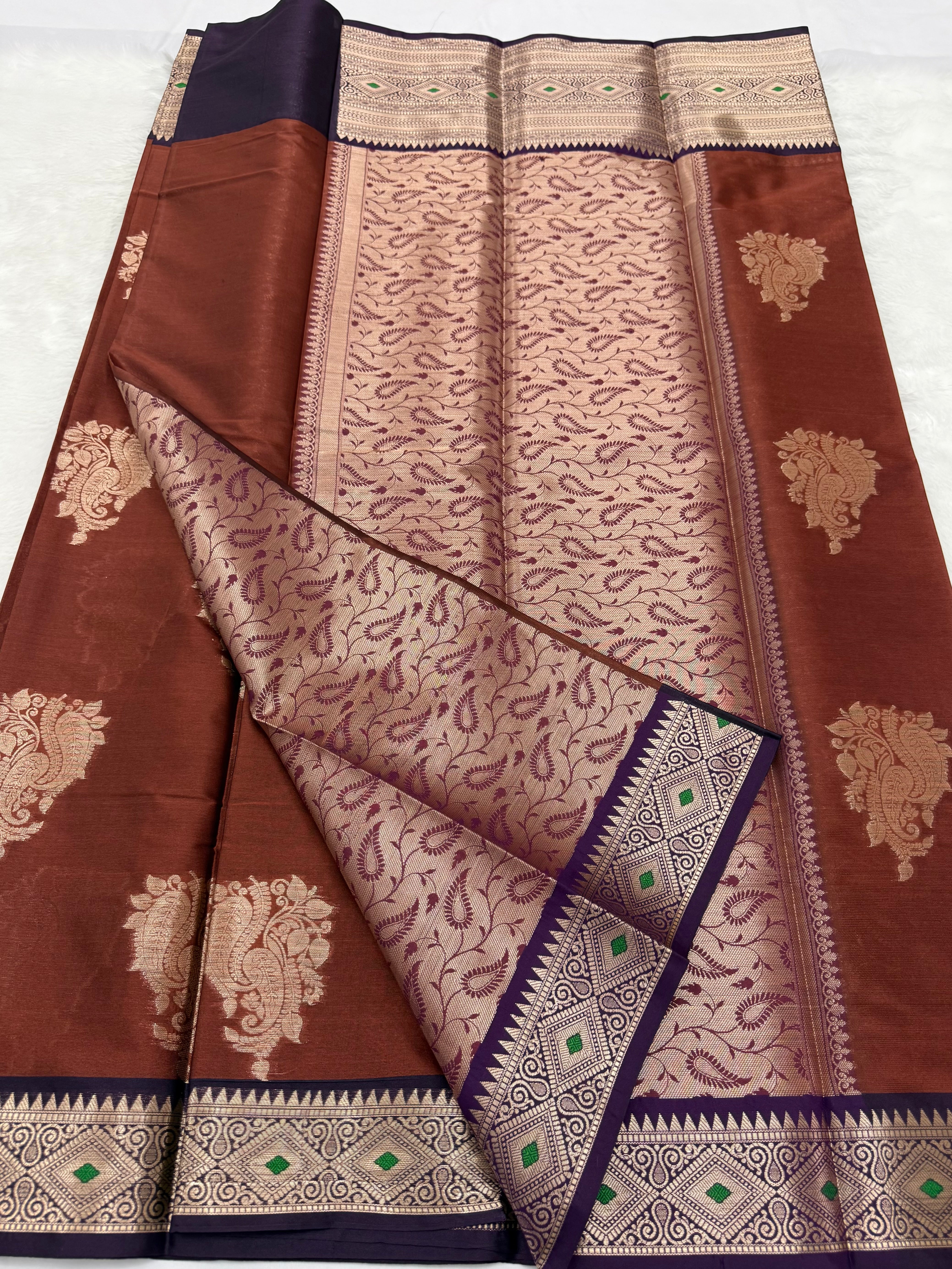 PREMIUM BANARASI SILK SAREE - CHESTNUT