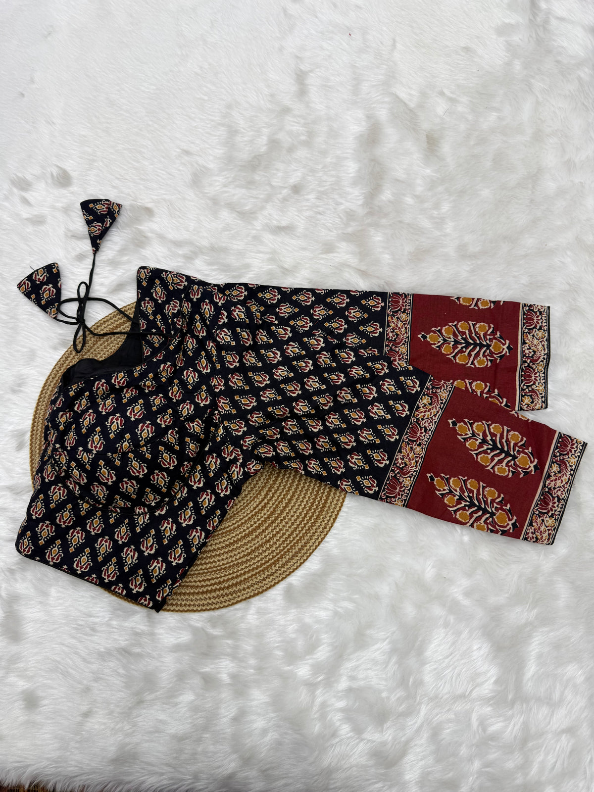 AJRAKH PRINTED FULL SLEEVE READYMADE BLOUSE
