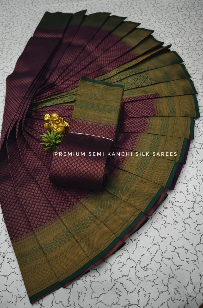 PREMIUM SEMI KANCHI SILK SAREES - VIOLET