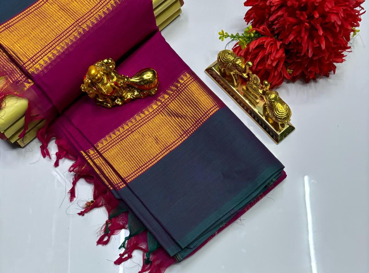 PURE KANCHI COTTON SAREES - PINK