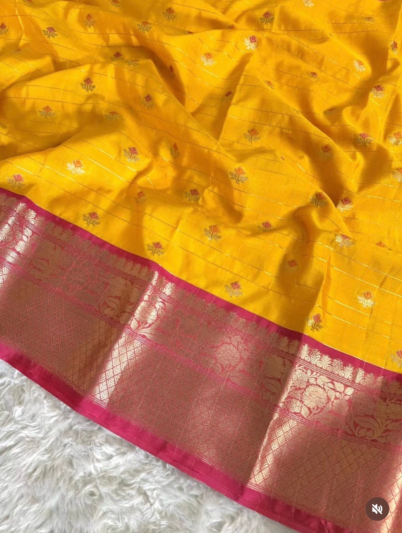 PREMIUM BANARASI KATAAN SILK SAREE - YELLOW