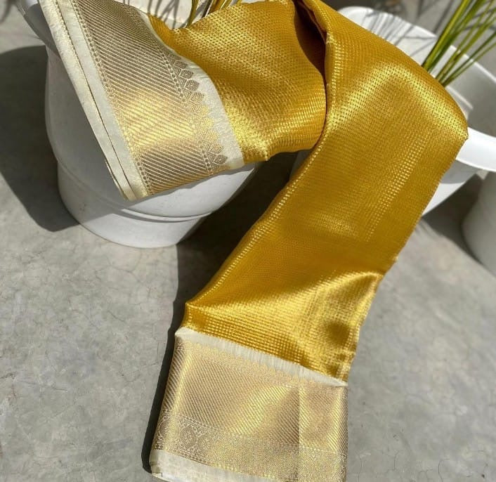 EXCLUSIVE BANARASI TISSUE SOFT SILK SAREE - GOLD