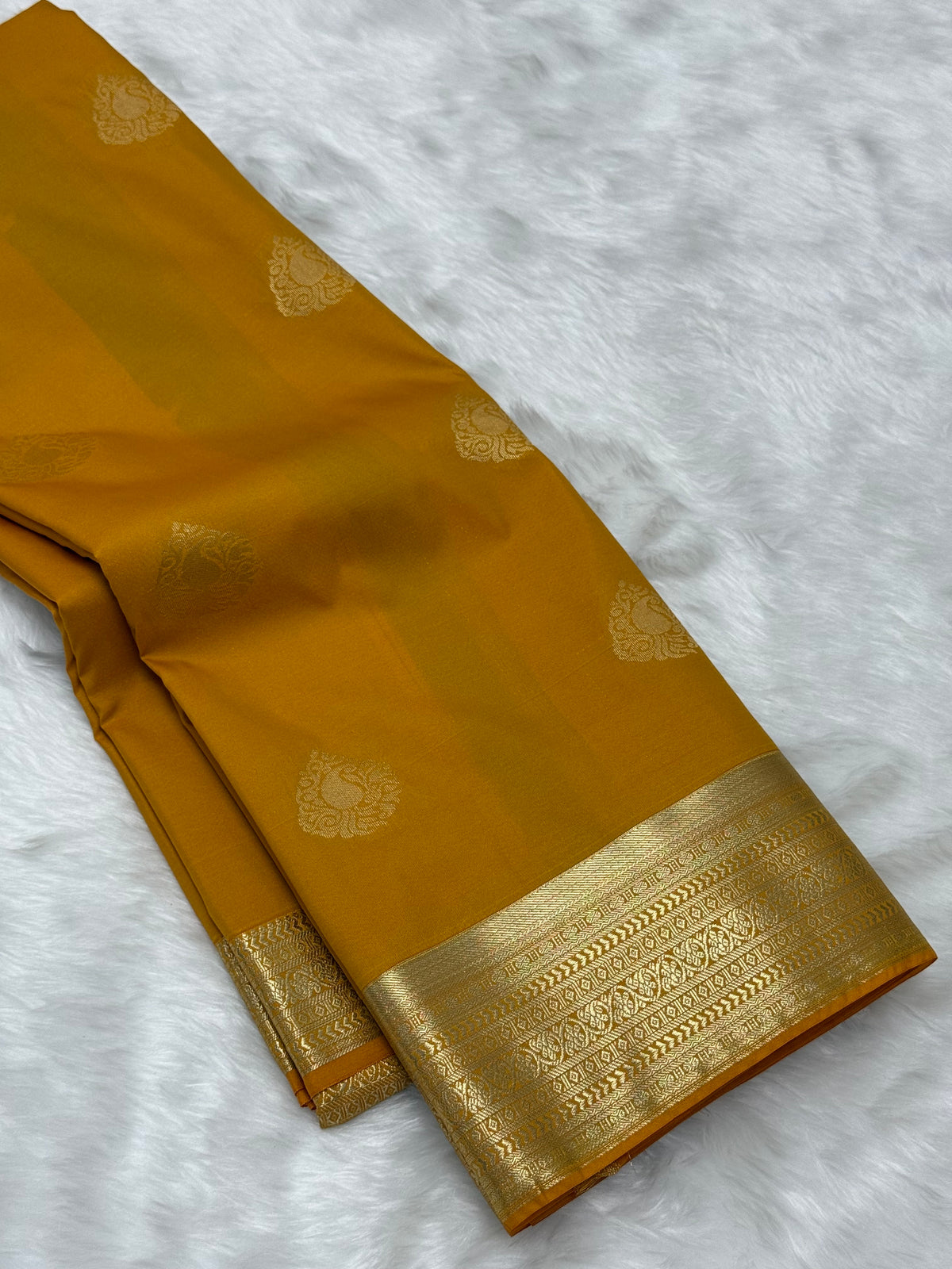 PREMIUM SEMI KANCHI SILK SAREE - HONEY YELLOW