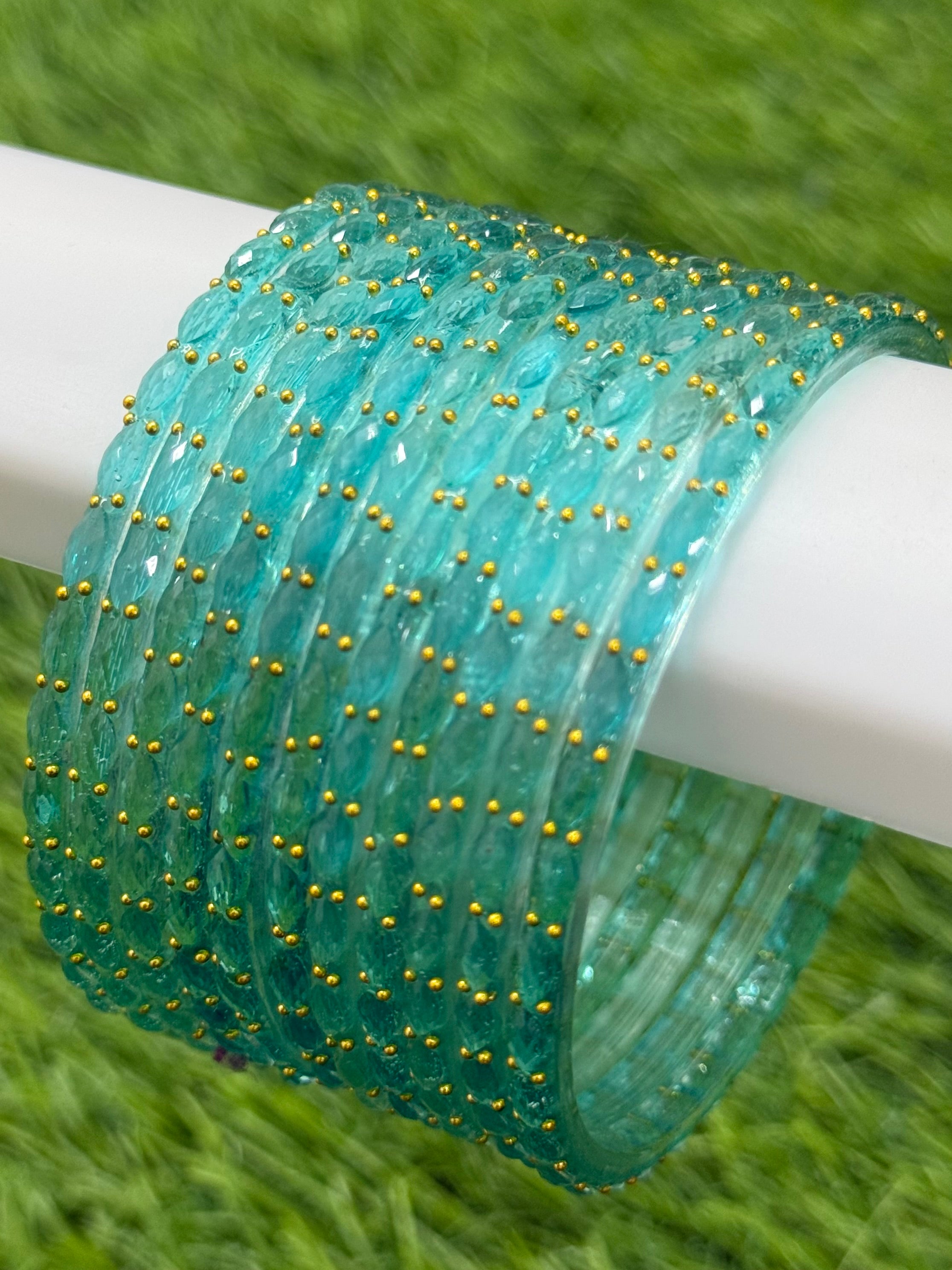 RAINDROP GLASS BANGLES PACK OF 12