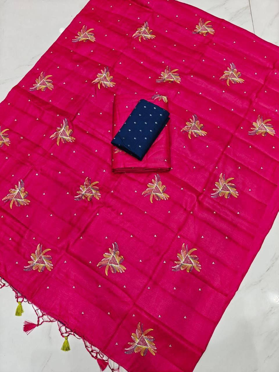 PREMIUM BUTTER SILK SAREE - RANI PINK