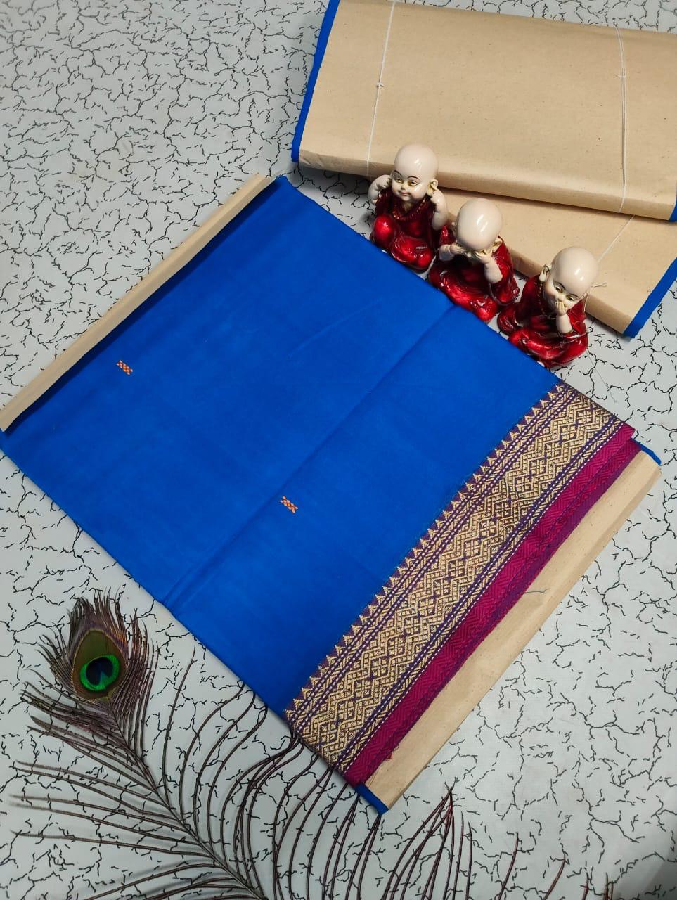 CHETTINADU COTTON SAREES - BLUE