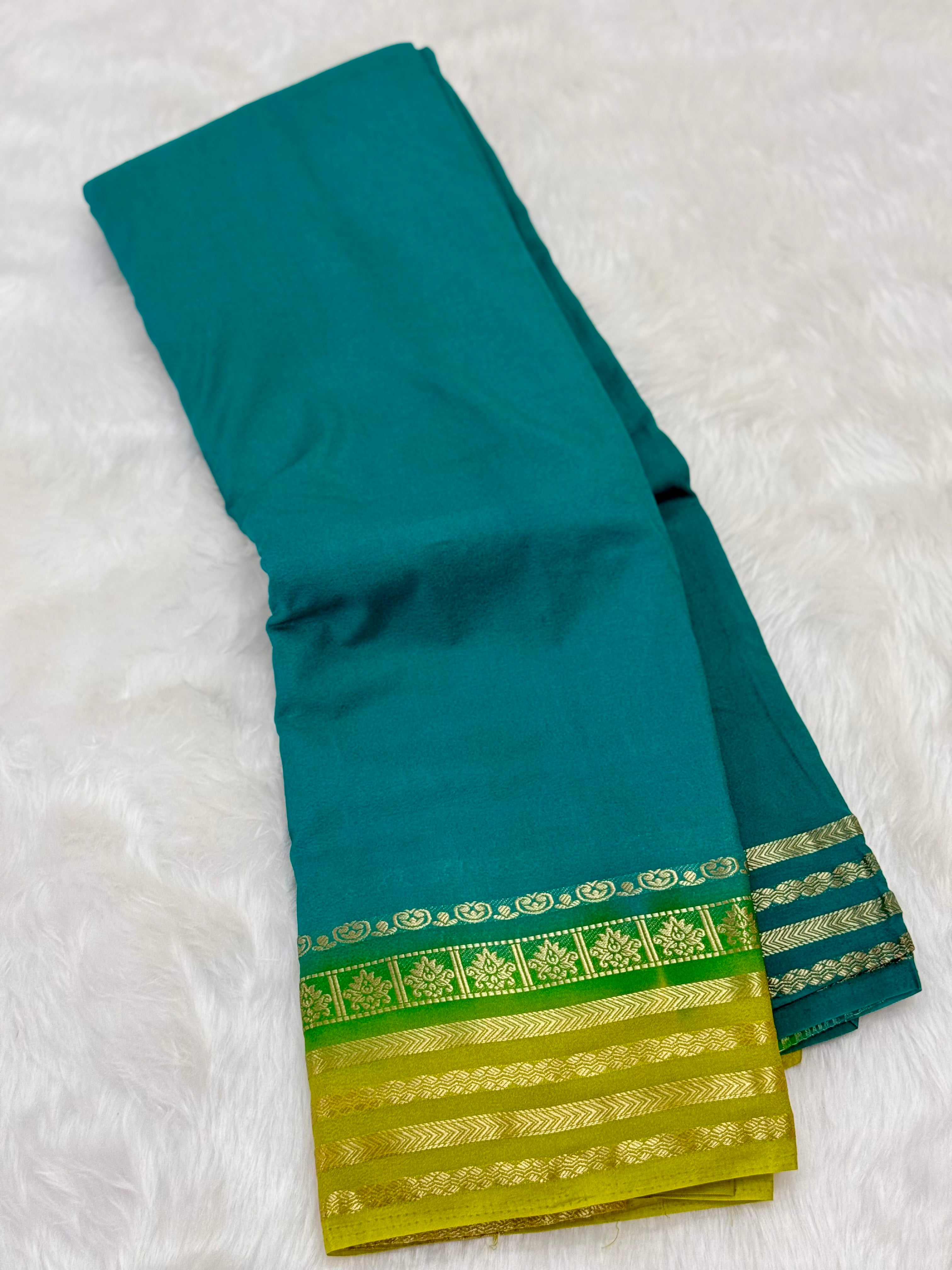 PREMIUM SEMI MYSORE SILK SAREE - TEAL GREEN