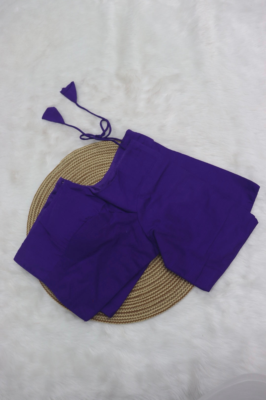 PLAIN SILK READY TO WEAR SAREE BLOUSE - VIOLET
