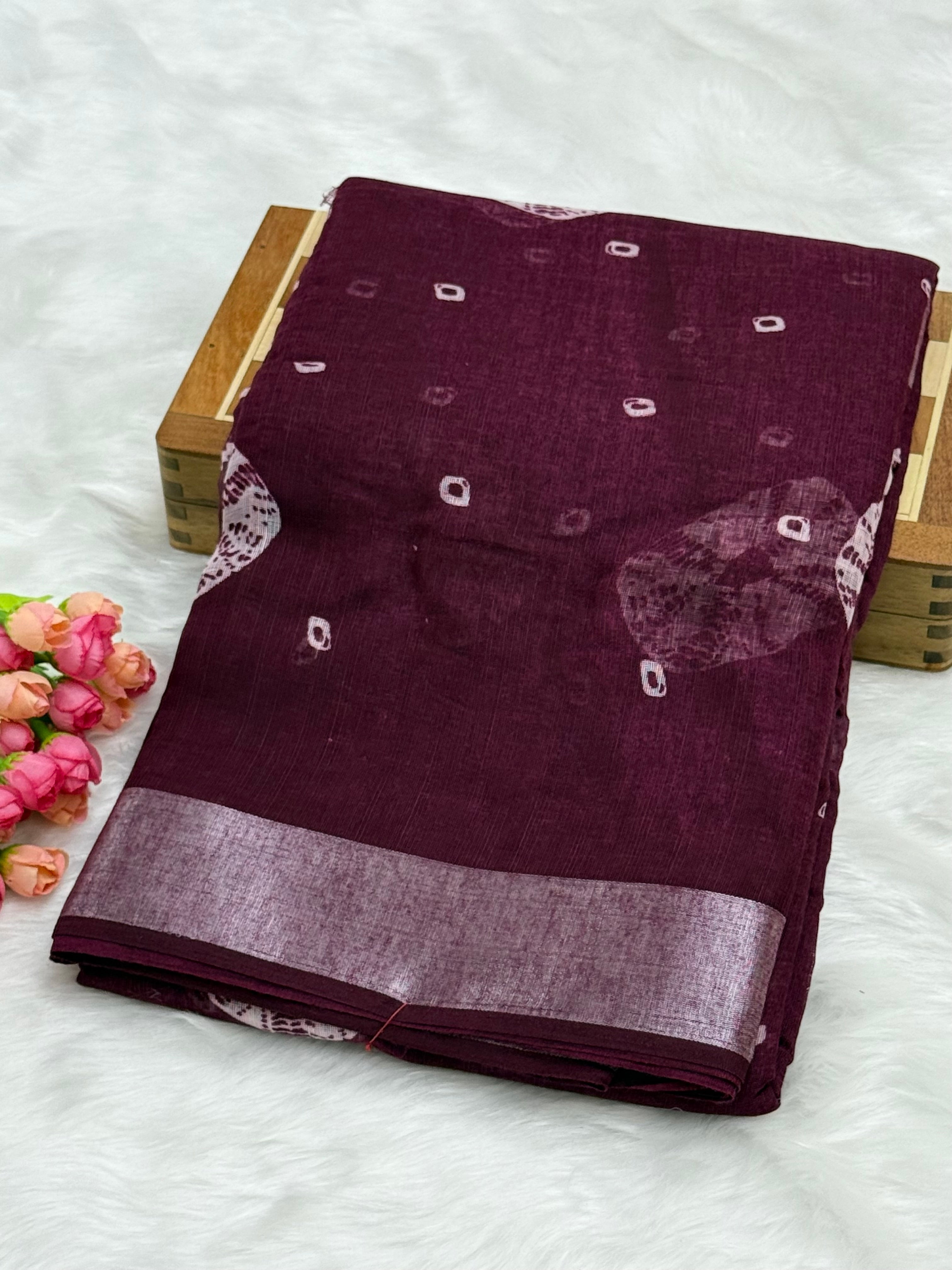 FANCY DOLLA SILK SAREE - DEEP WINE
