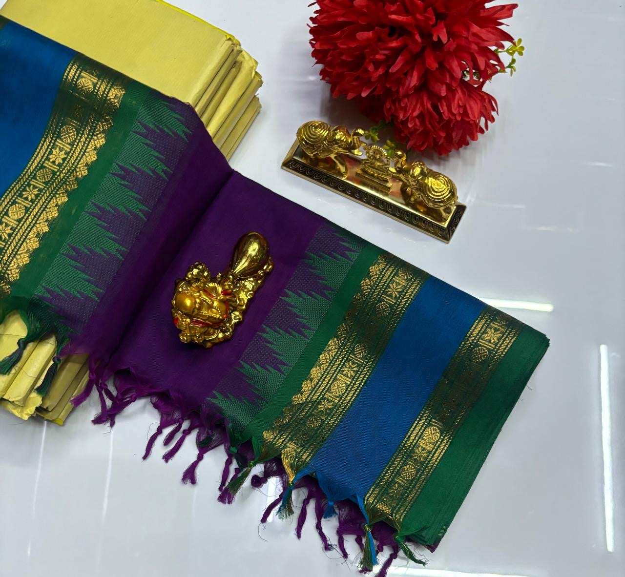 PURE KANCHI COTTON SAREES - VIOLET