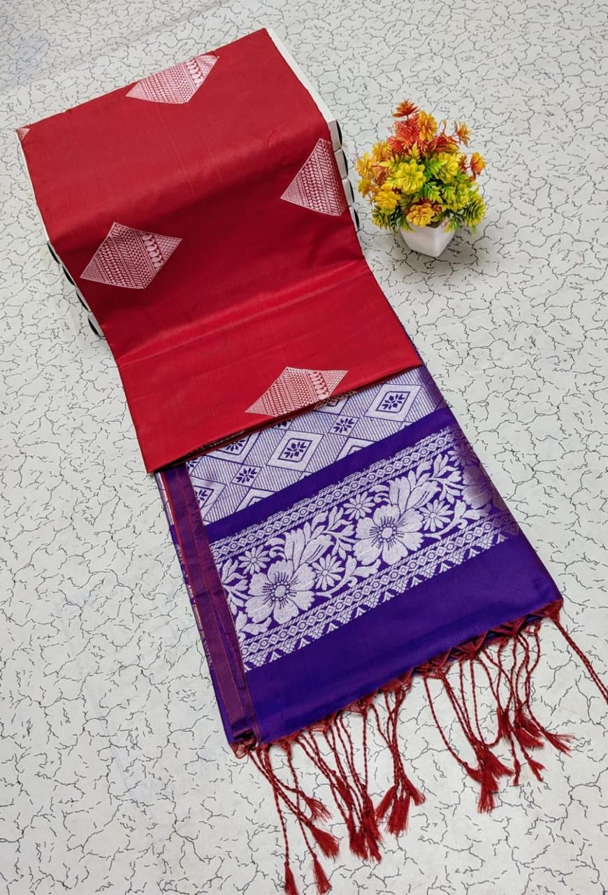 KANCHIPRAM SOFT SILK SAREES - RED