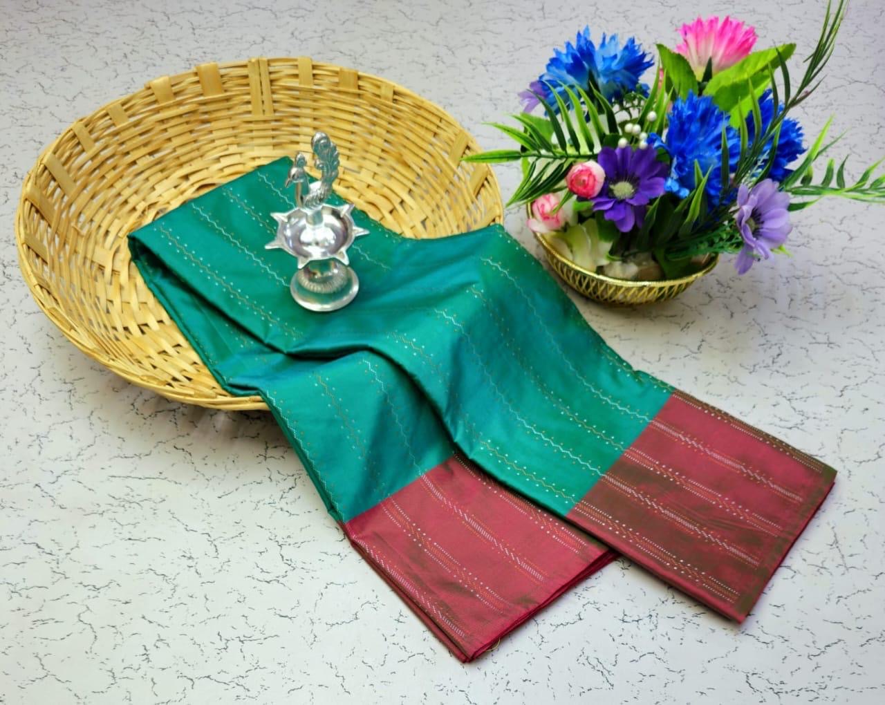 AARANI PARTY WEAR SOFT SILK SAREE - TEAL