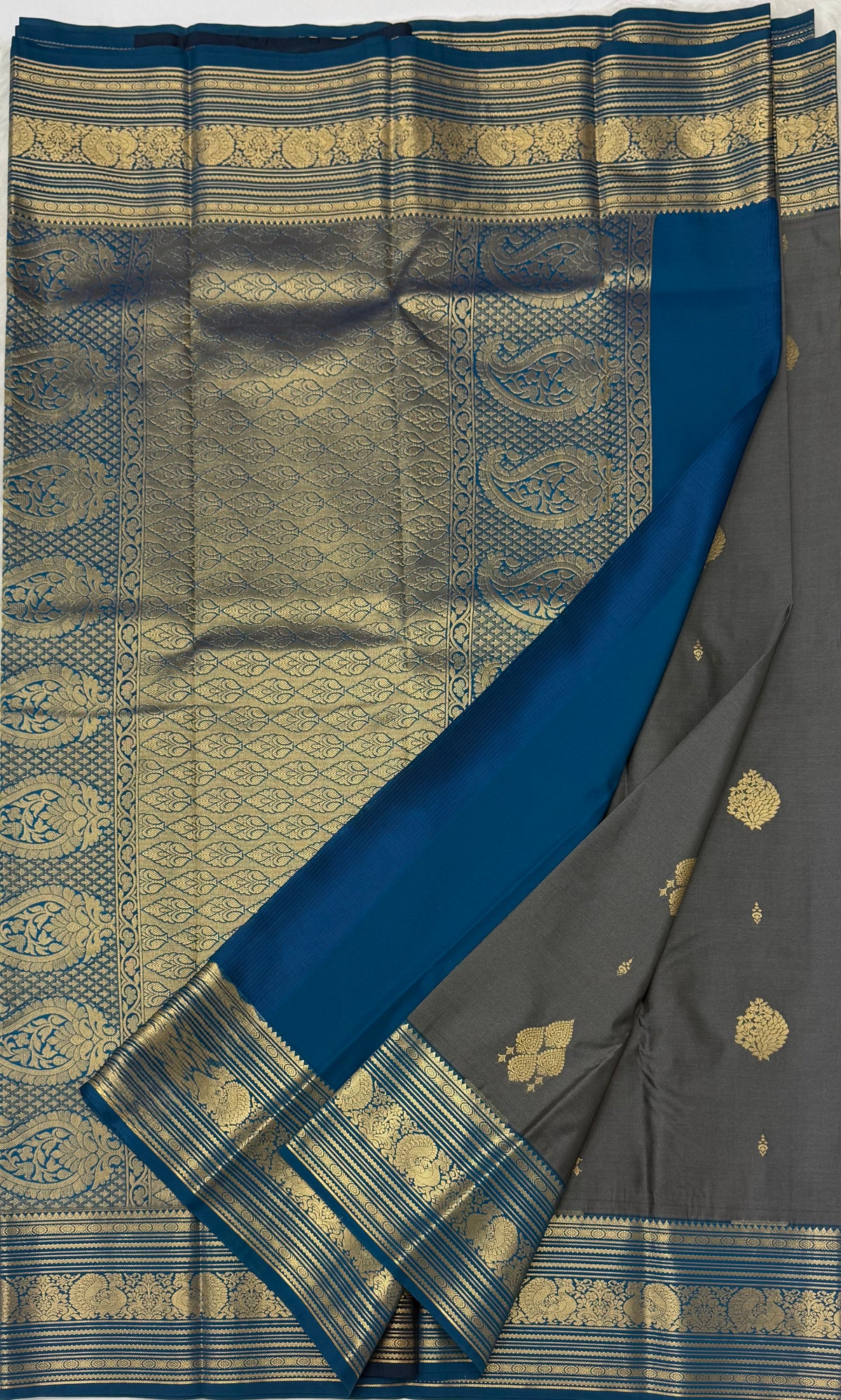 PREMIUM SEMI KANCHI SILK SAREE - DARK GREY