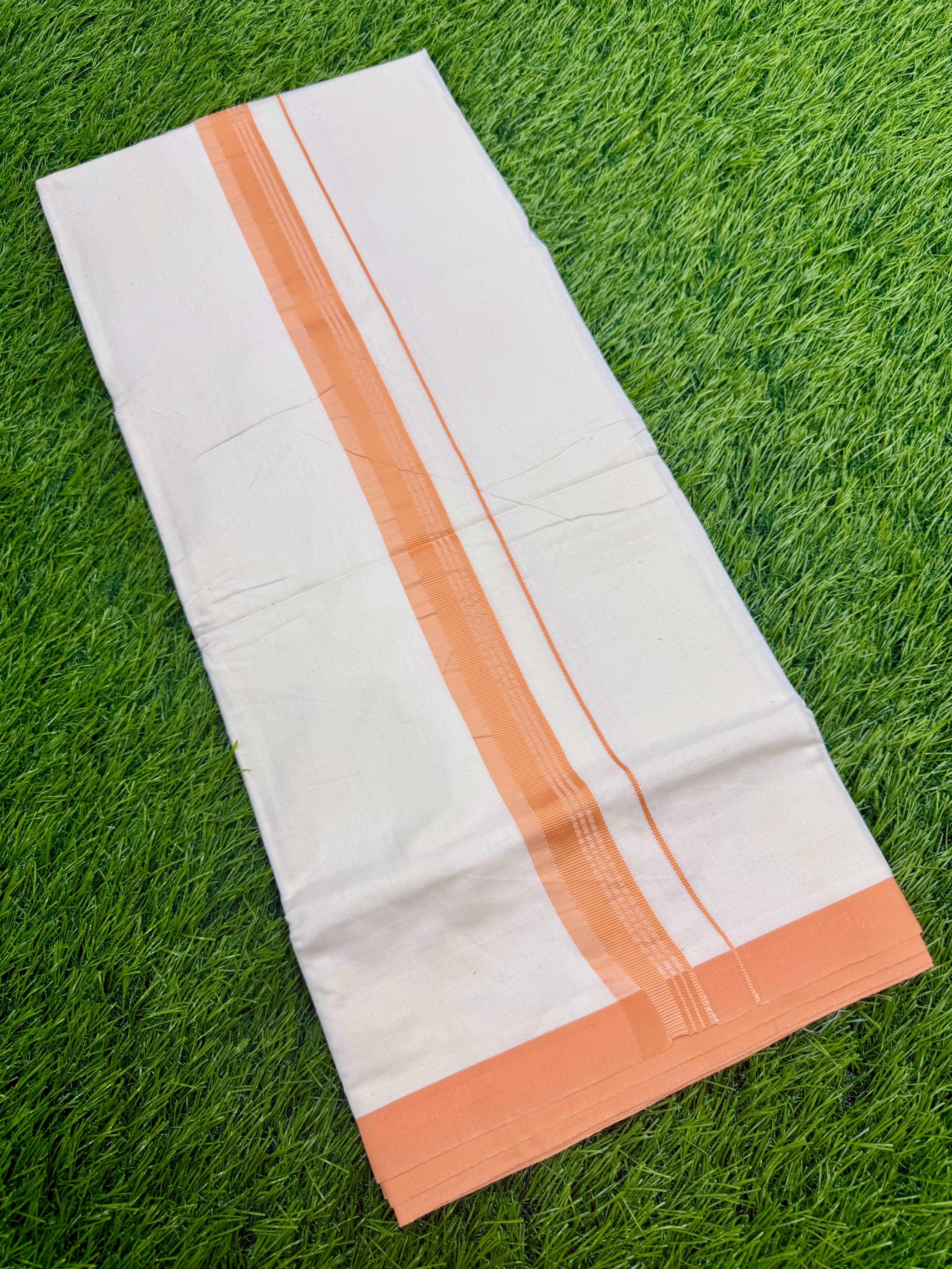 MEN'S DOUBLE DHOTI CREAM WITH FANCY BORDER