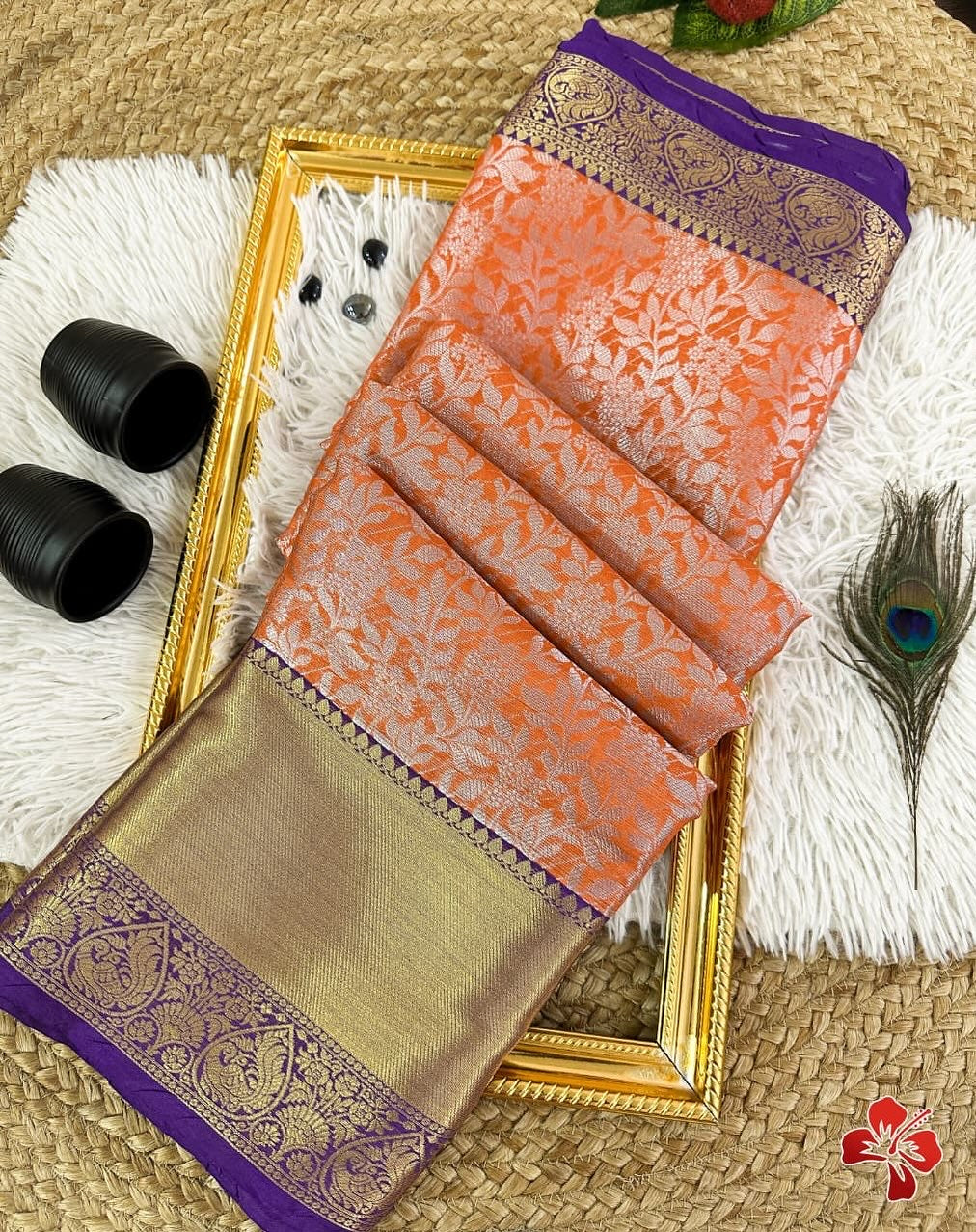 PREMIUM BANARAS TISSUE SILK SAREE - SALMON