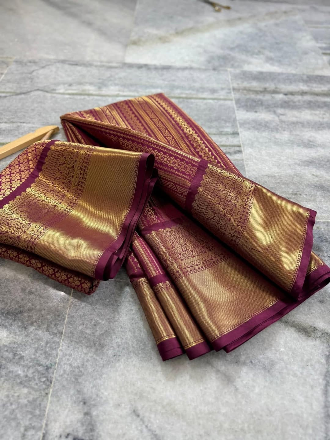 CELEBRITY INSPIRED BANARAS SILK SAREE - WINE